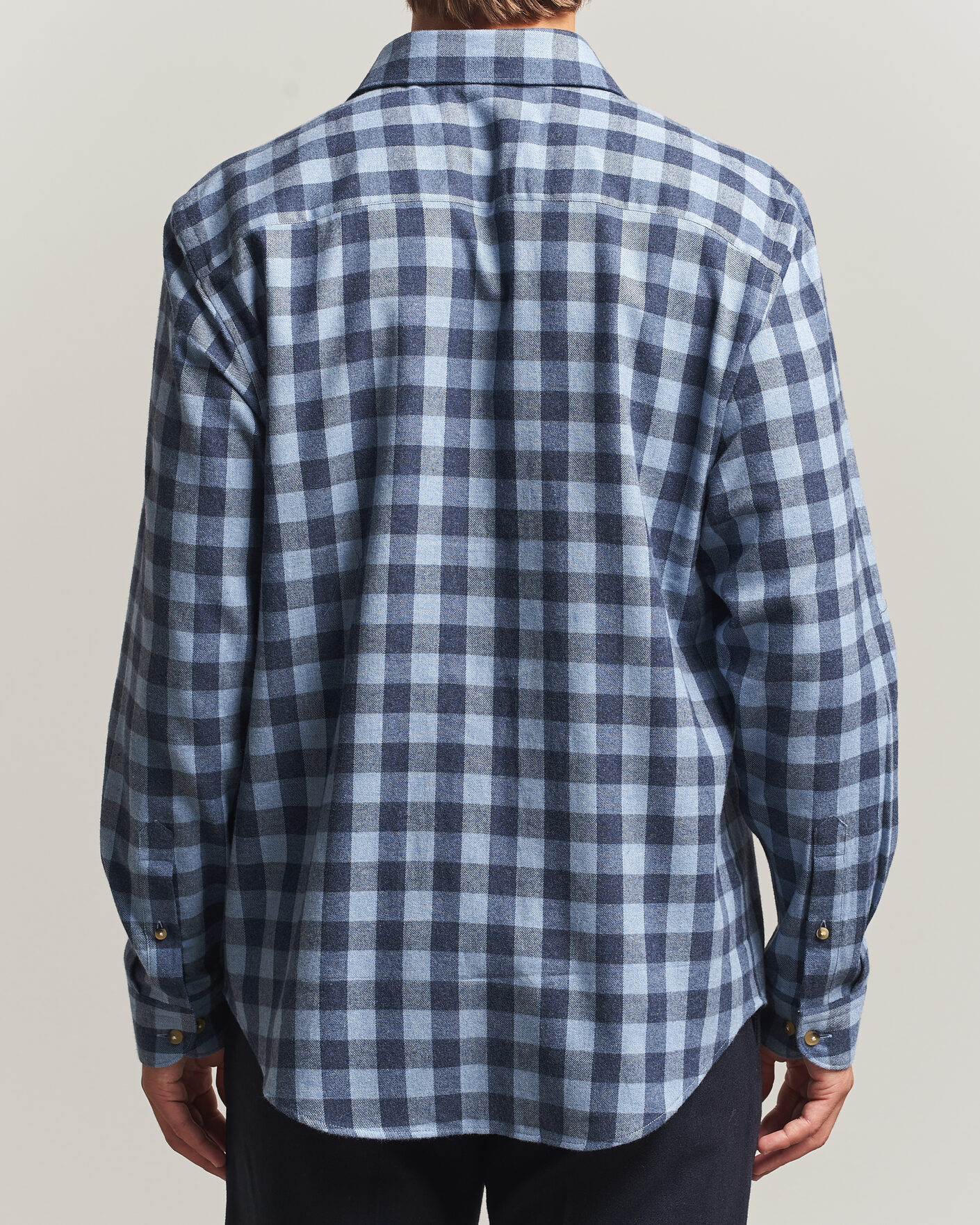 Herren | Hemden | Eton | Casual Fit Checked Flannel Shirt Mid Blue