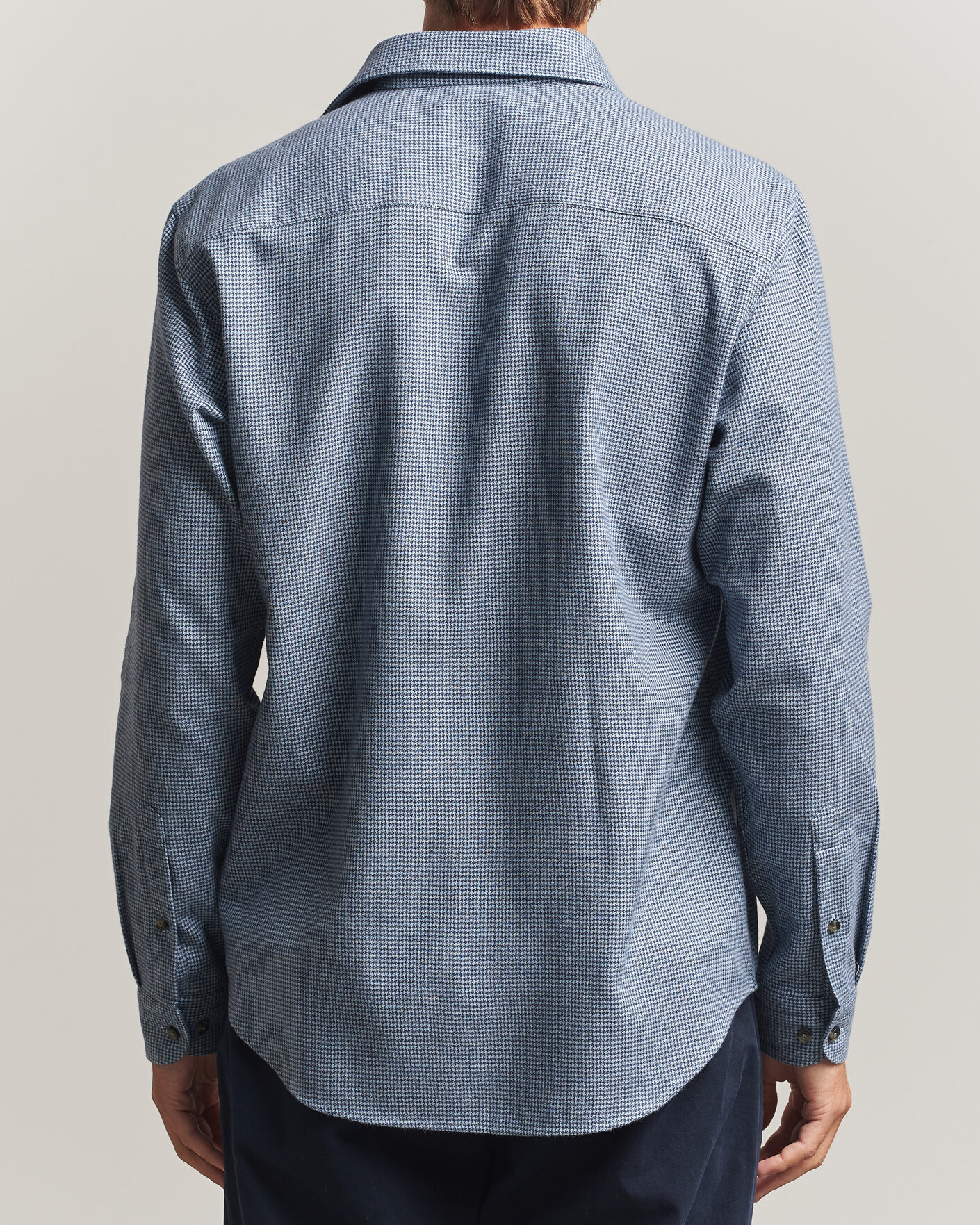Herren | Hemden | Eton | Casual Fit Houndstooth Flannel Shirt Mid Blue