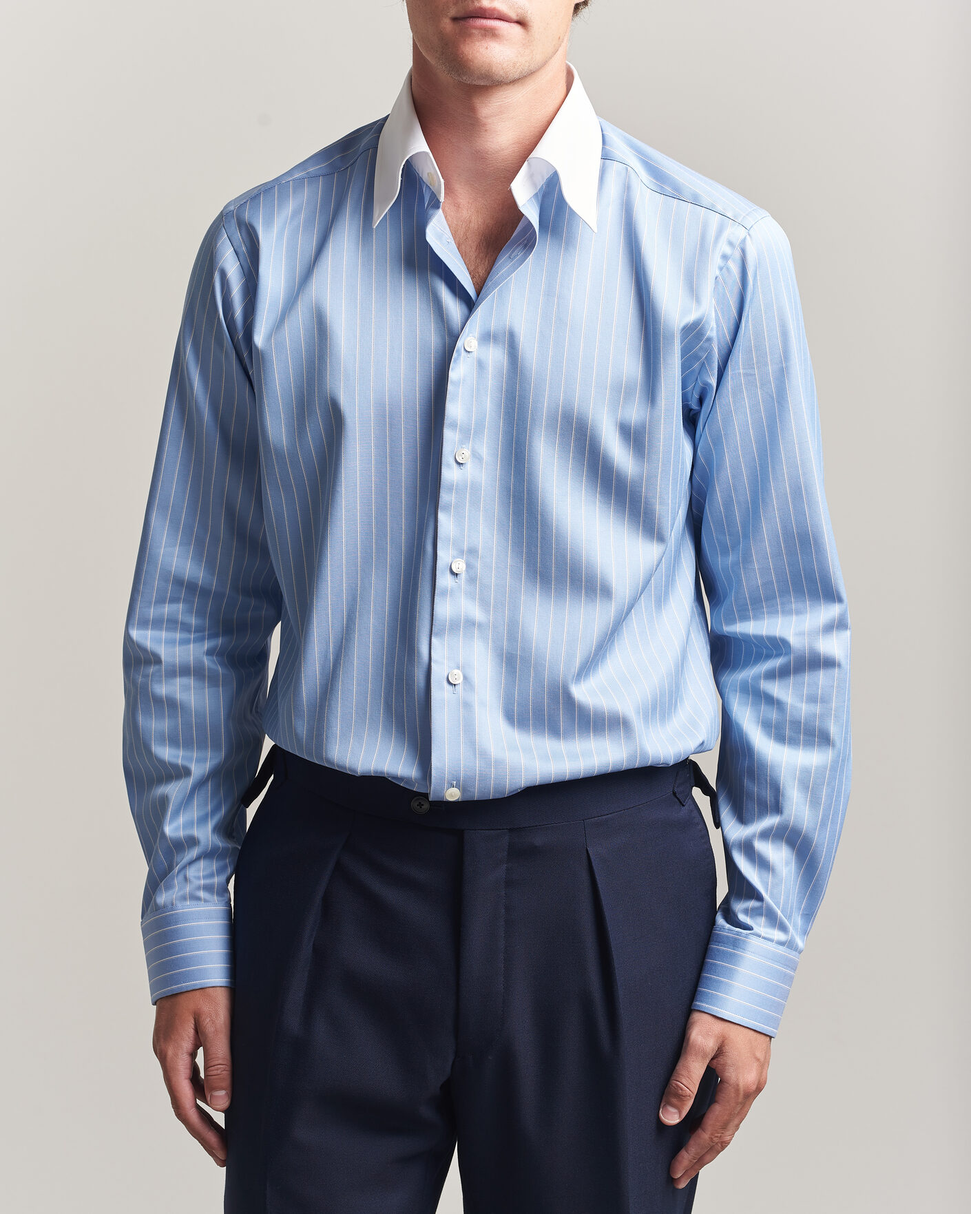 Herren | Hemden | Eton | Slim Fit Signature Twill Striped Shirt Mid Blue