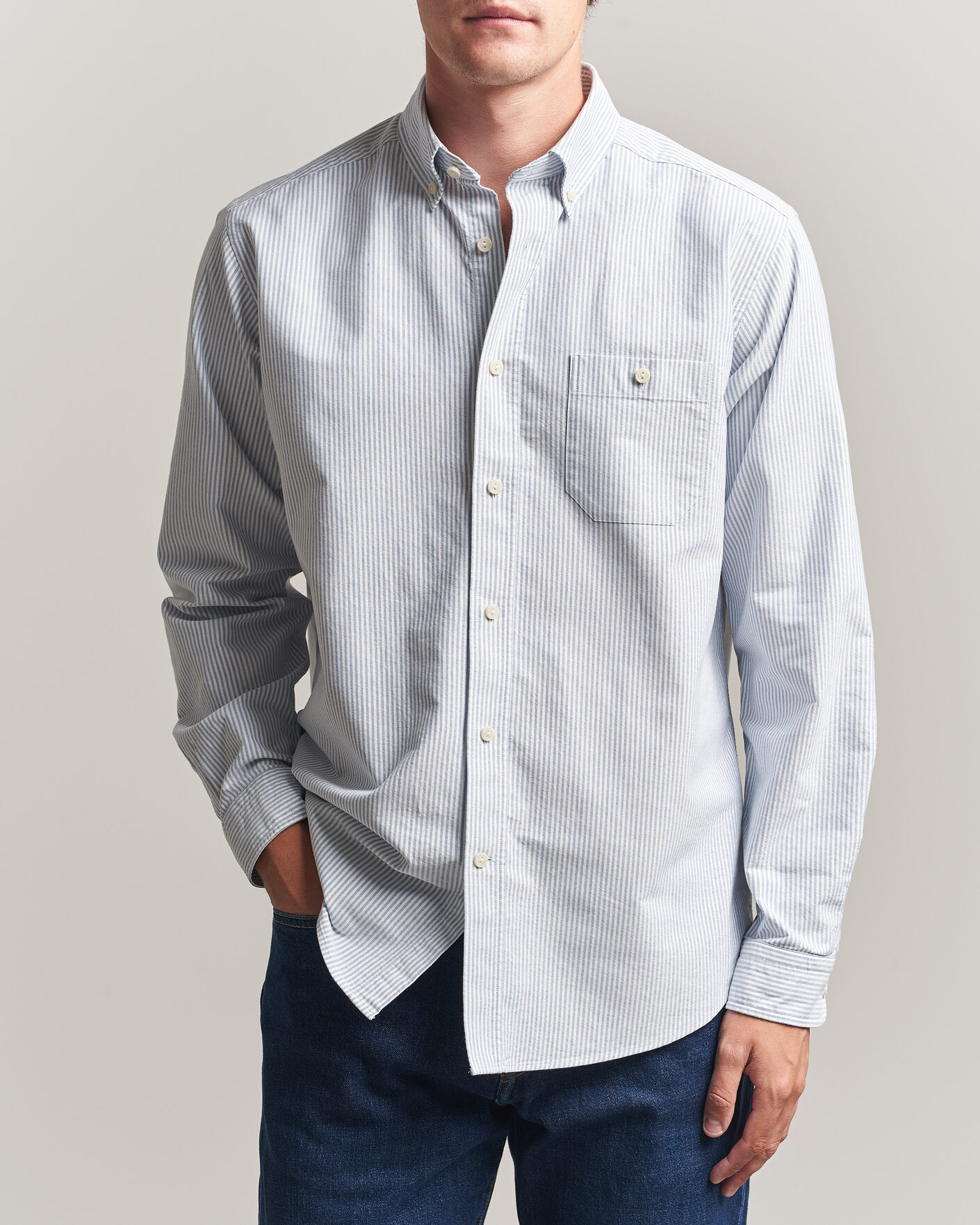 Herren | Hemden | Eton | Regular Fit Ivy Oxford Striped Shirt Mid Blue