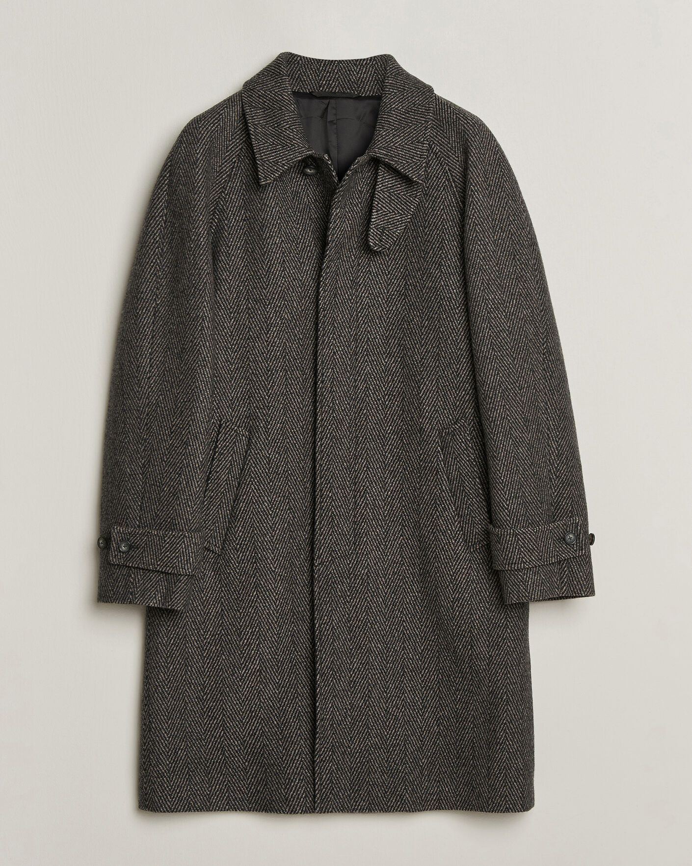 Herren | Jacken | Eton | Wool/Cashmere Herringbone Raglan Coat Dark Brown