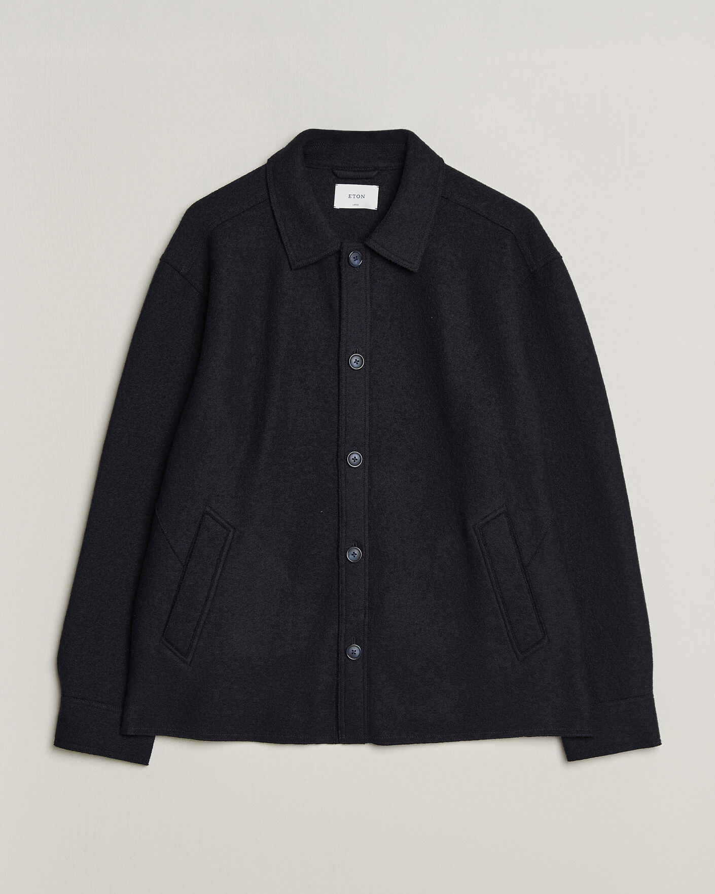 Herren | Jacken | Eton | Boiled Wool Shirt Jacket Navy Blue