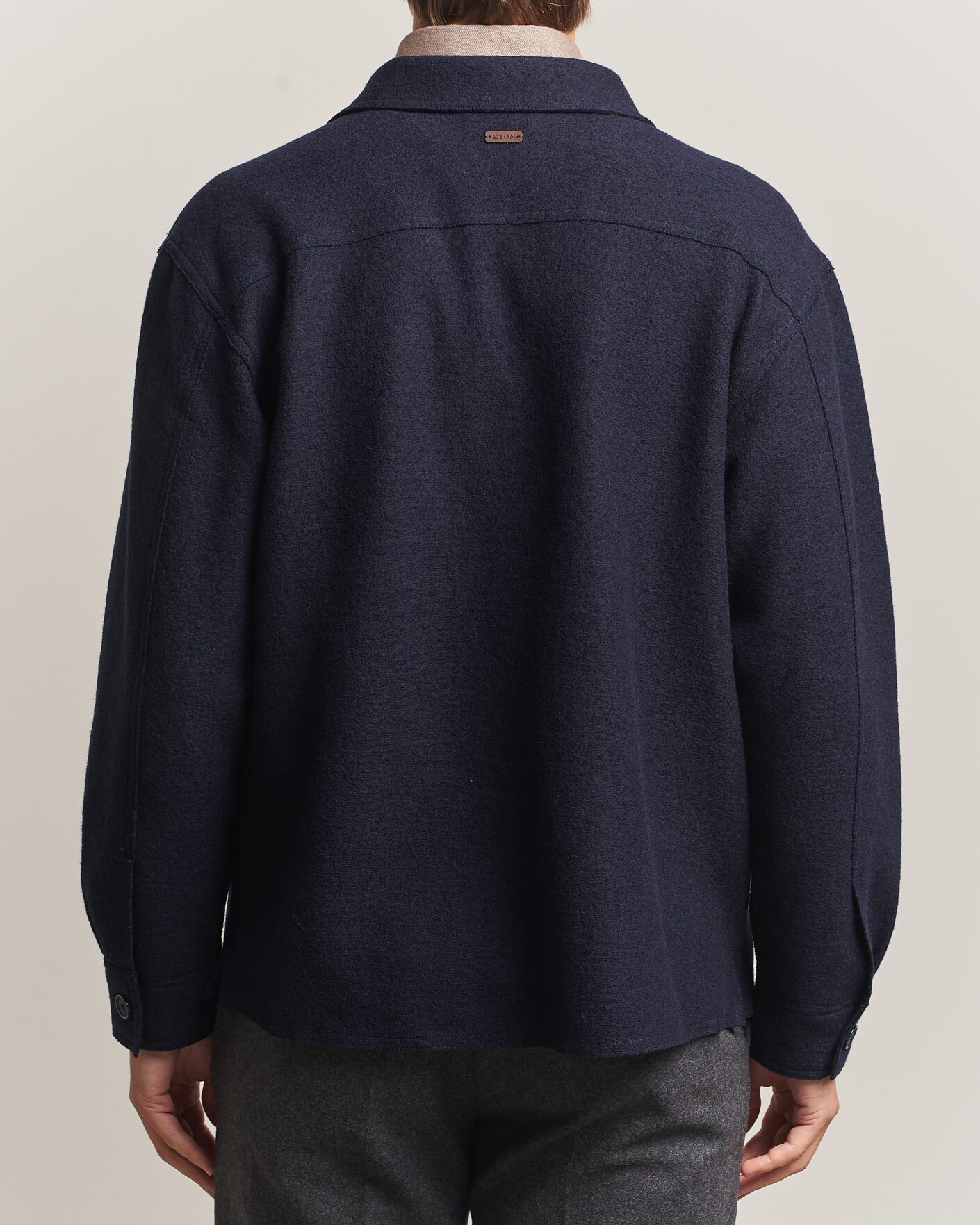 Herren | Jacken | Eton | Boiled Wool Shirt Jacket Navy Blue