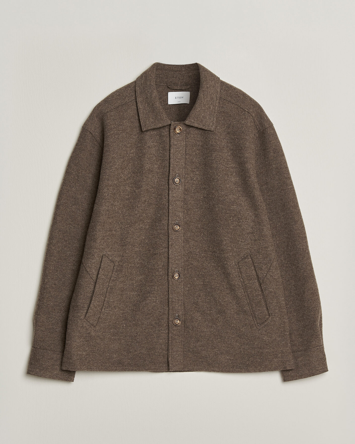 Herren | Jacken | Eton | Boiled Wool Shirt Jacket Brown