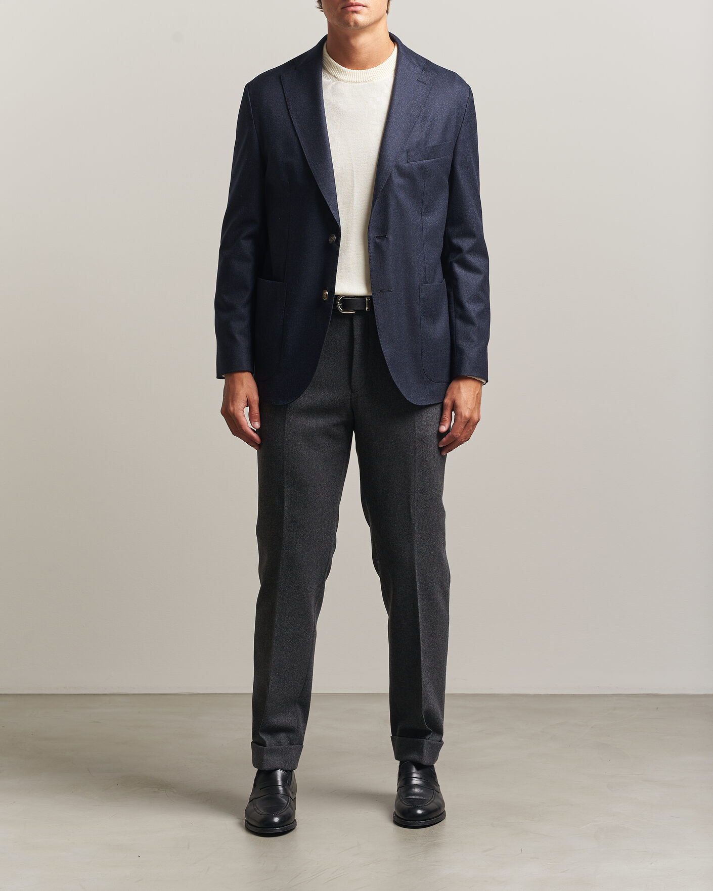 Herren | Sakkos | Eton | Wool Flannel Soft Jacket Navy Blue