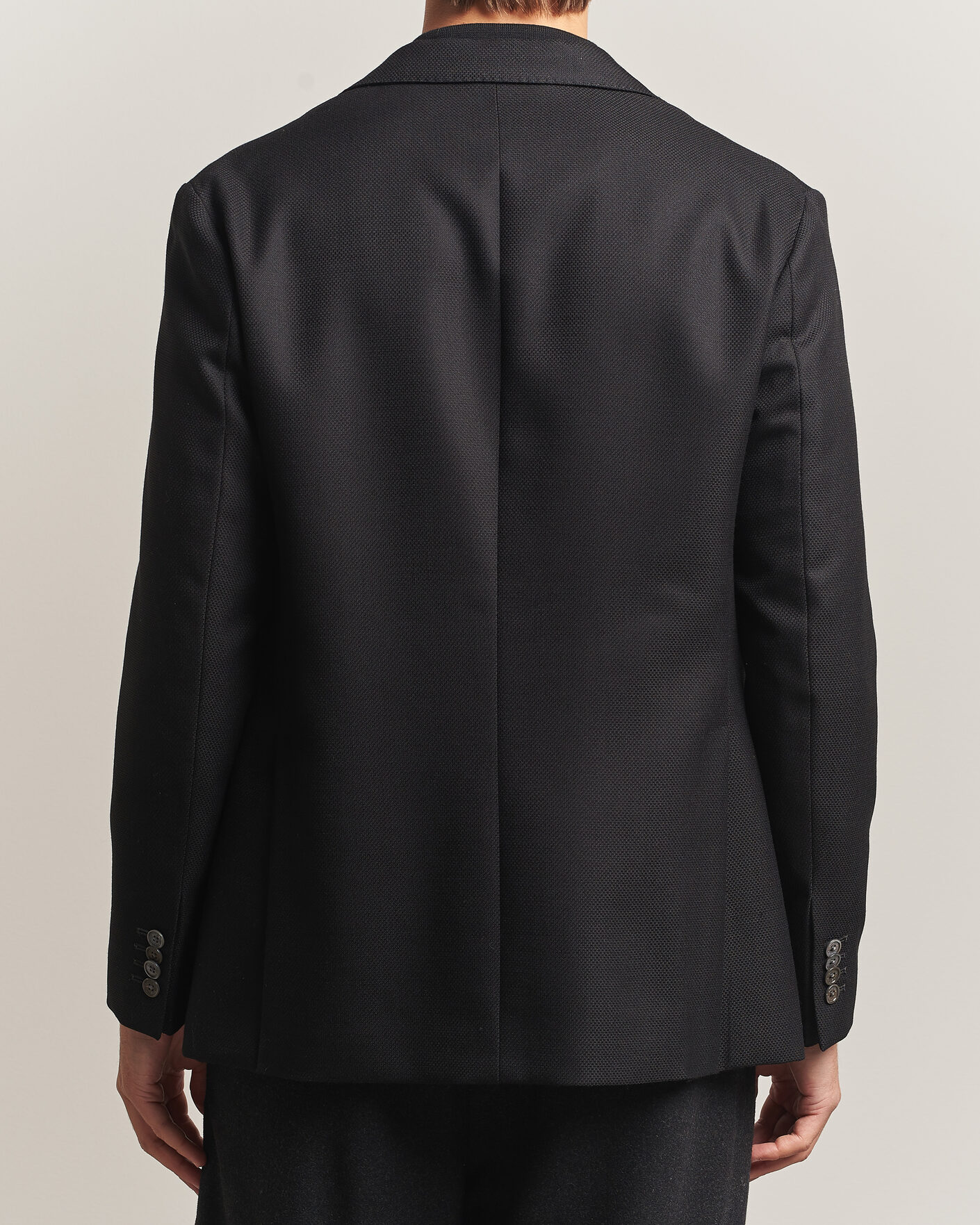 Herren | Sakkos | Eton | Double Breasted Hopsack Soft jacket Black