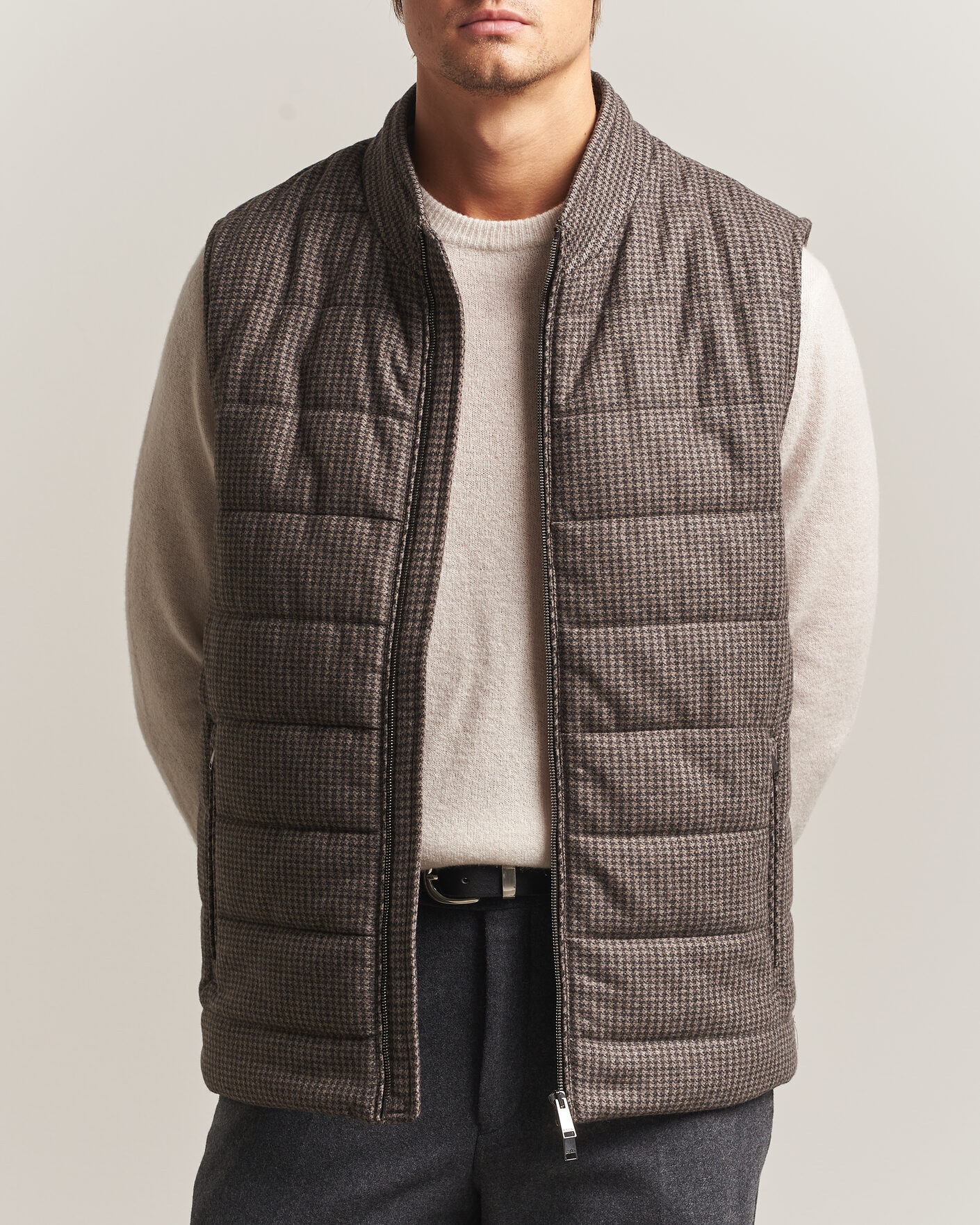 Herren | Westen | Eton | Wool/Cashmere Padded Vest Brown
