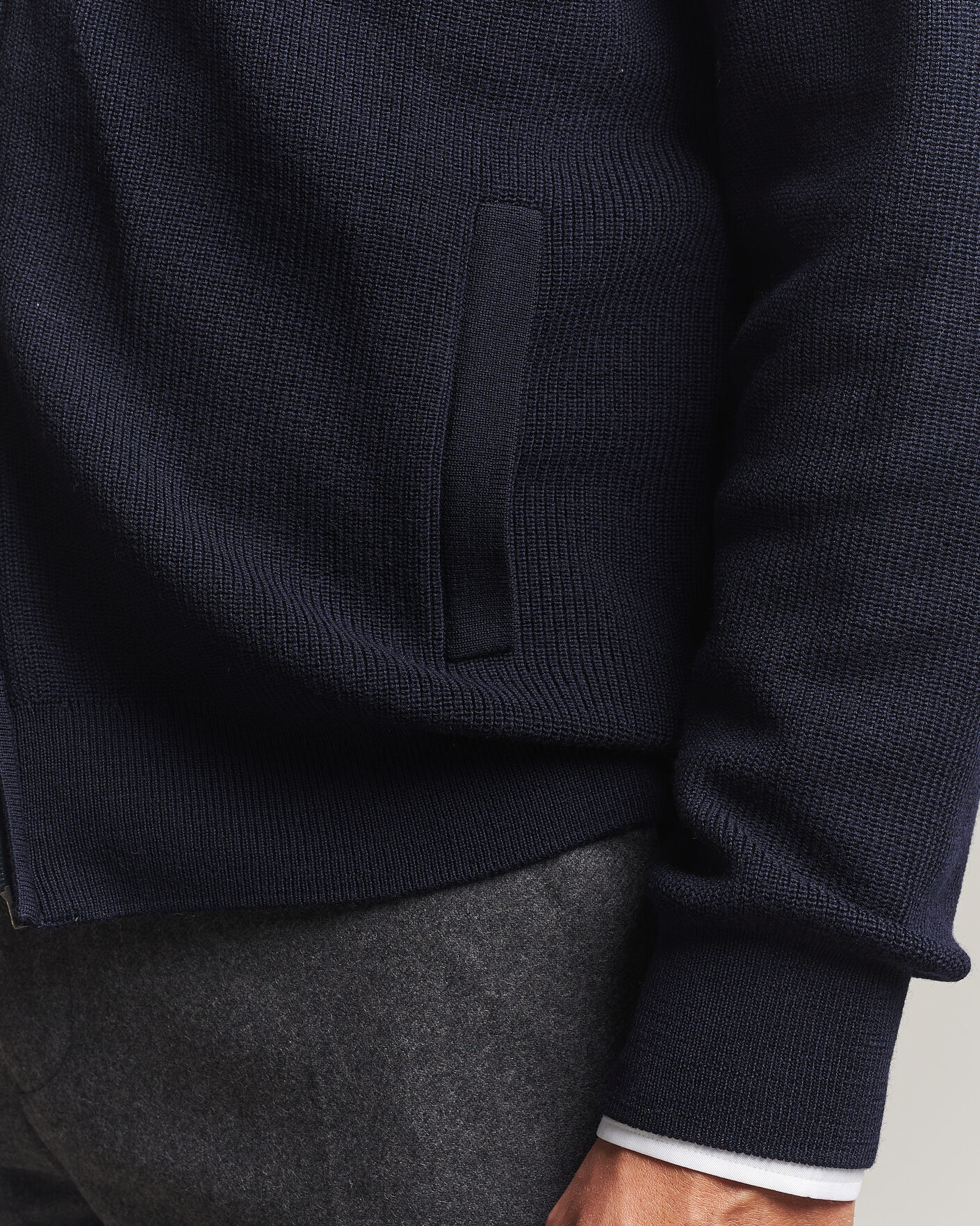 Herren | Pullover | Eton | Merino Wool Knitted Full Zip Navy Blue