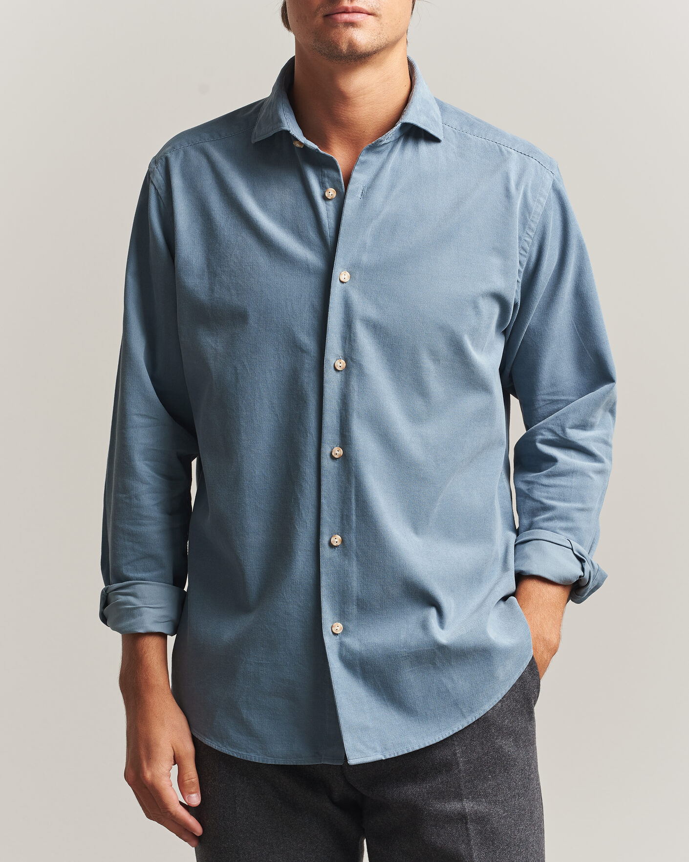Herren | Hemden | Eton | Casual Fit Corduroy Shirt Blue