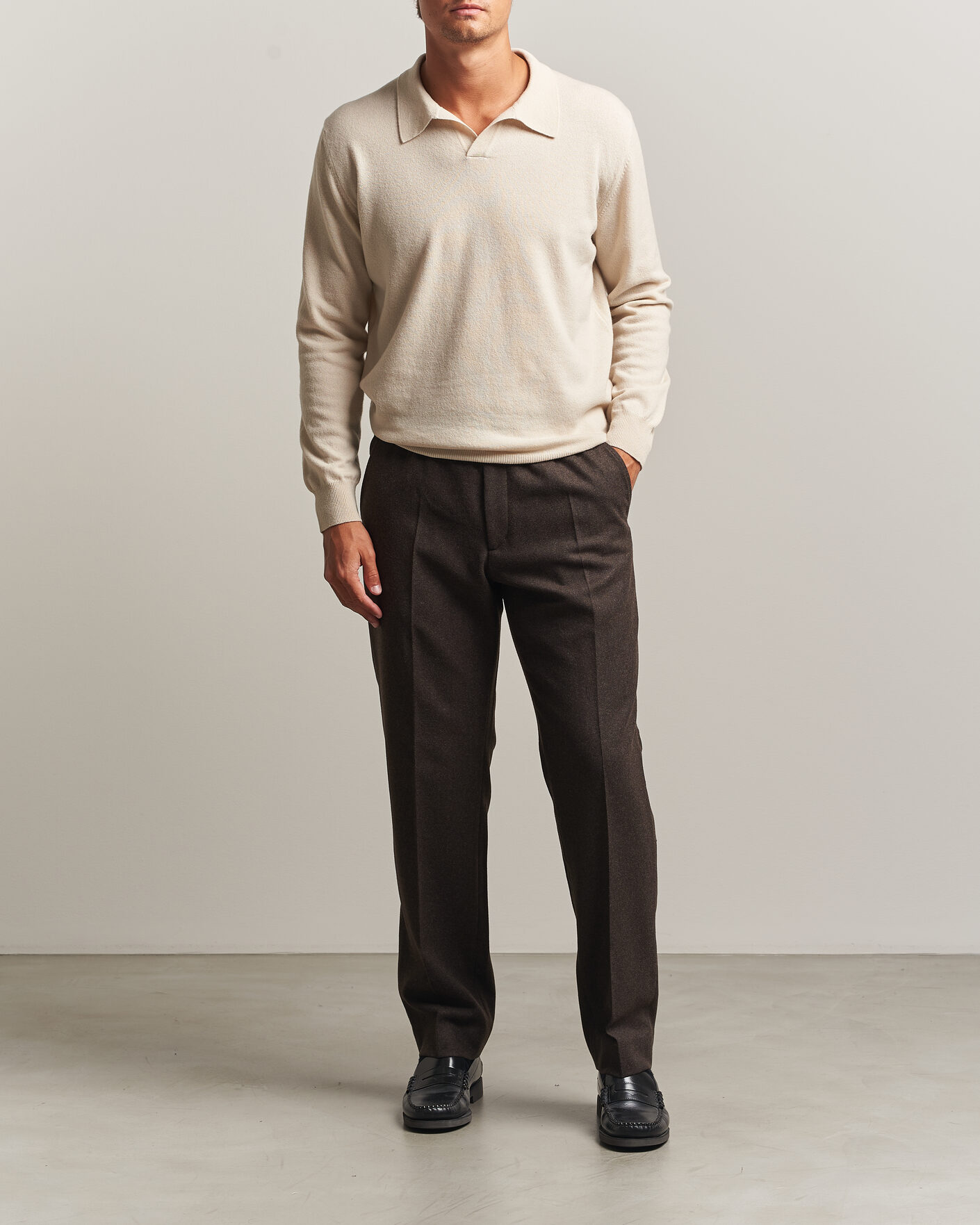 Herren | Hosen | Filippa K | Theo Relaxed Flannel Trousers Walnut Brown