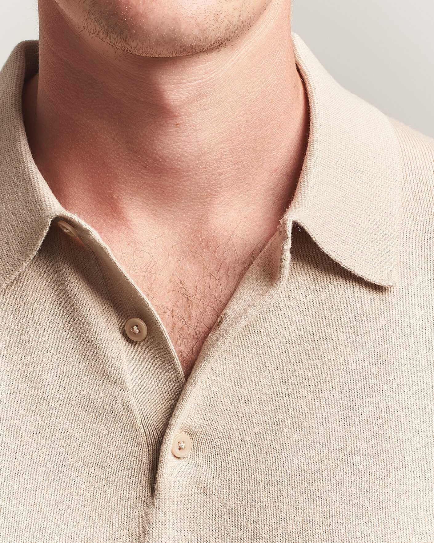 Herren | Pullover | Filippa K | Knitted Polo Shirt Pearl Beige