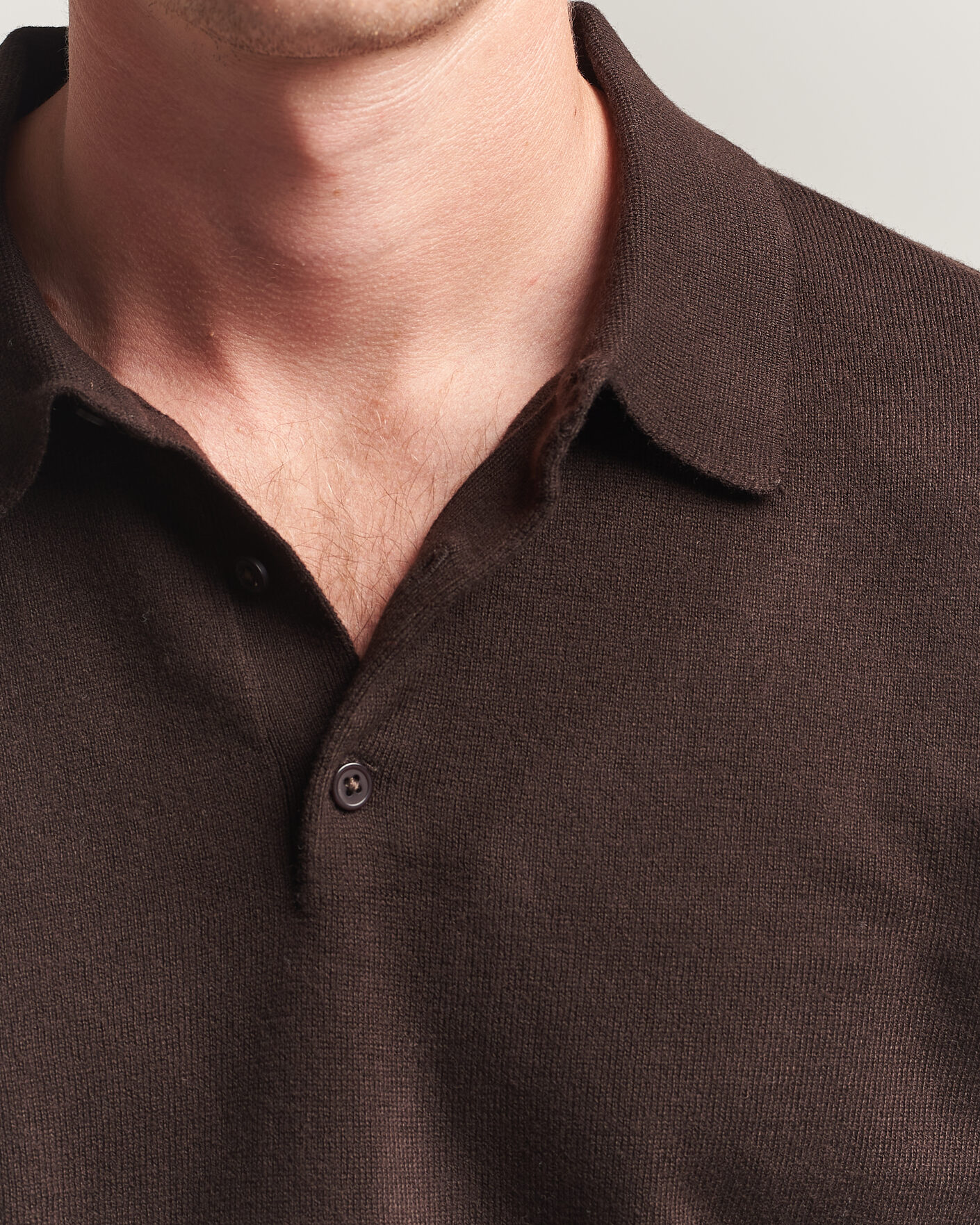 Herren | Pullover | Filippa K | Knitted Polo Shirt Dark Chocolate