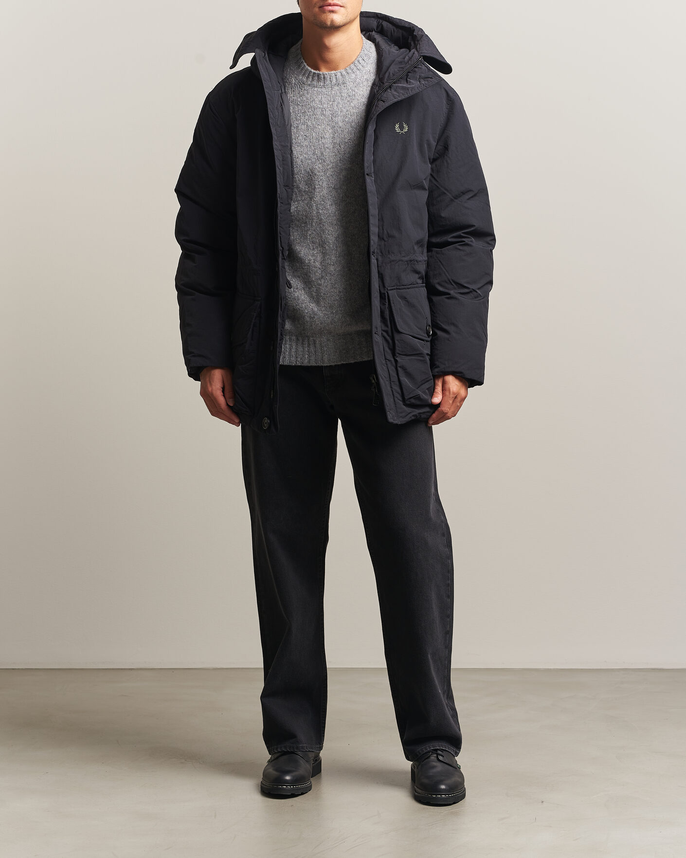 Herren | Jacken | Fred Perry | Padded Patch Pocket Parka Black