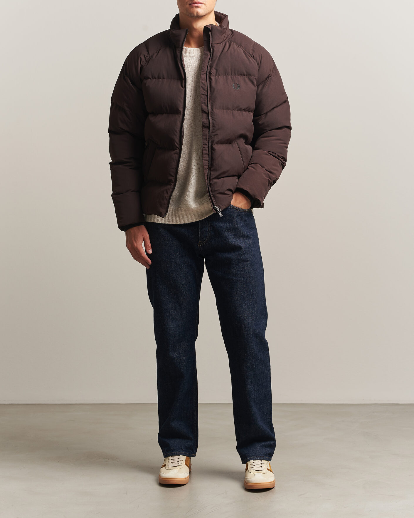 Herren | Jacken | Fred Perry | Raglan Sleeve Padded Jacket Rich Brown