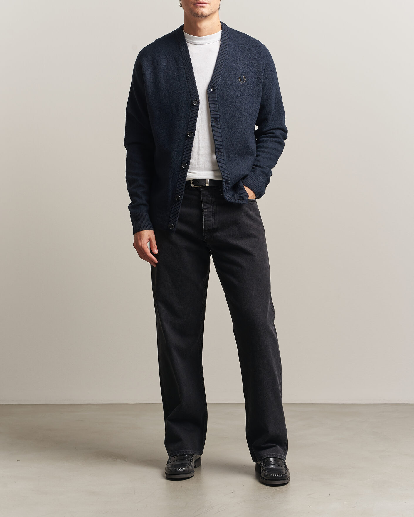 Herren | Pullover | Fred Perry | Wool Saddle Sleeve Cardigan Navy