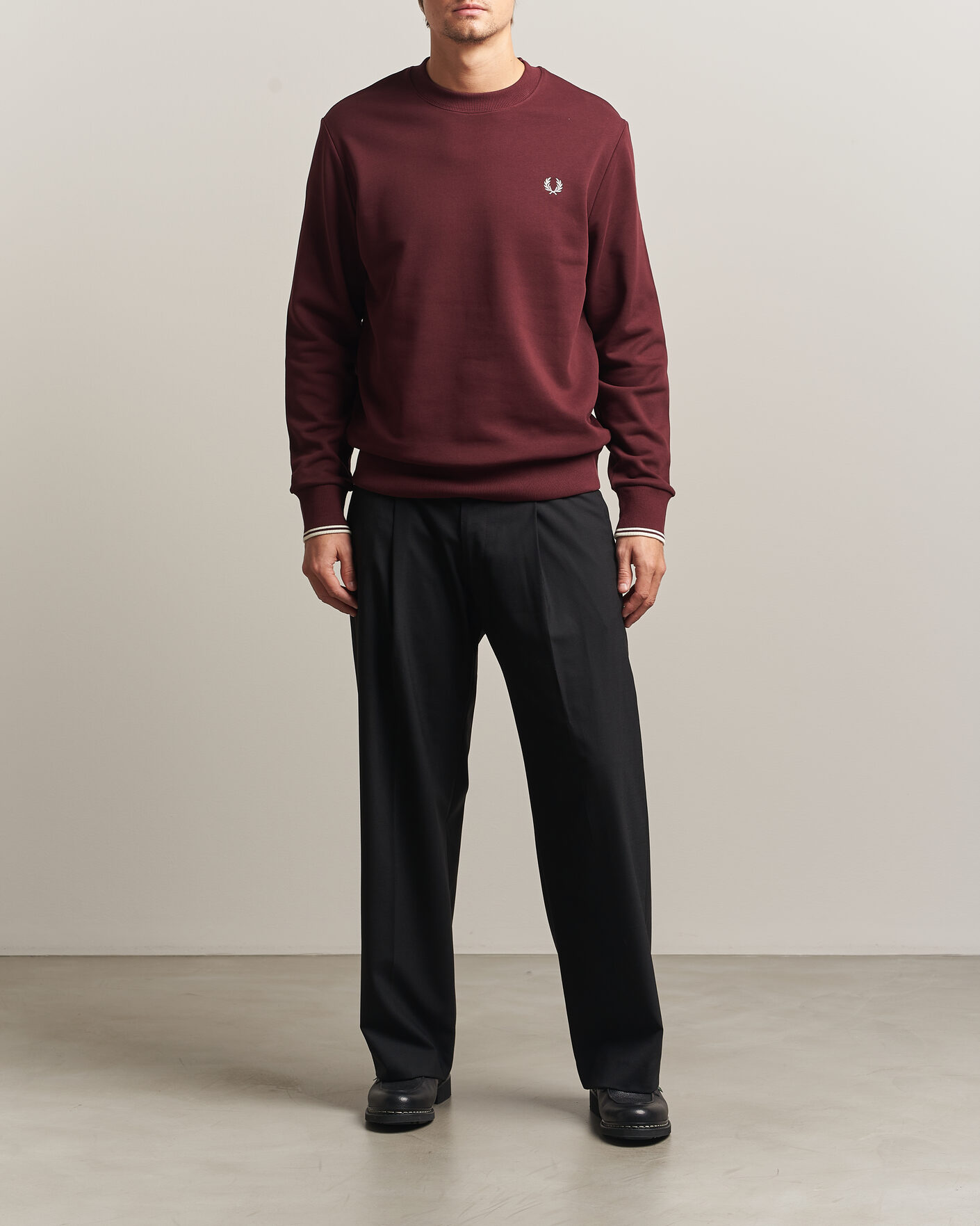 Herren | Pullover | Fred Perry | Crew Neck Sweatshirt Oxblood