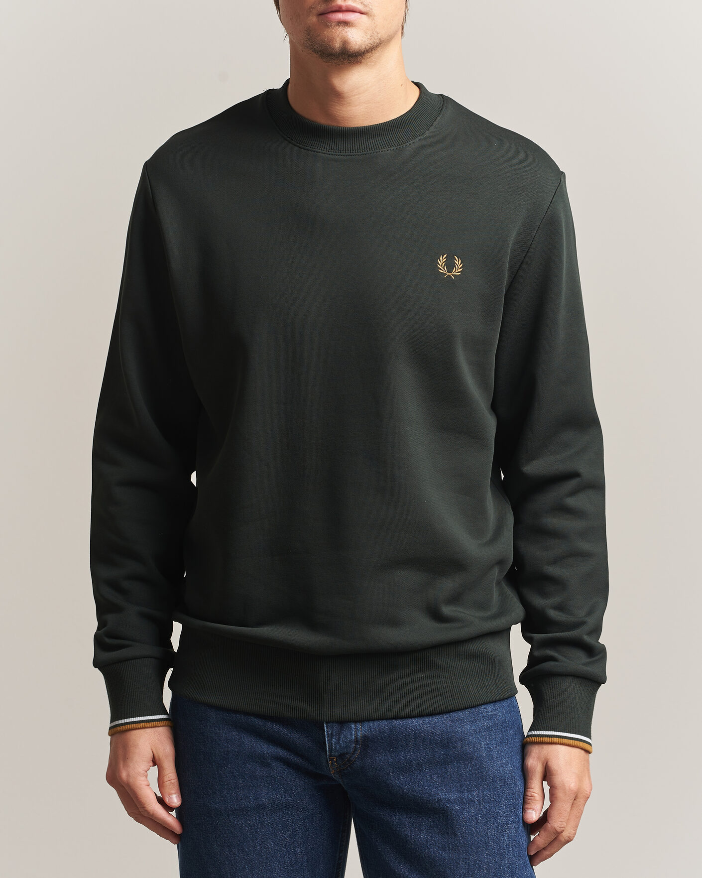 Herren | Pullover | Fred Perry | Crew Neck Sweatshirt Night Green