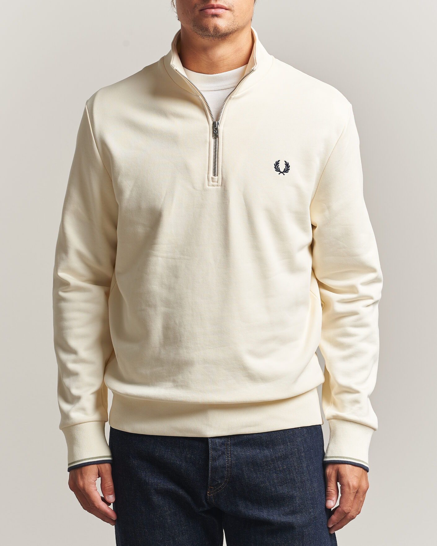 Herren | Pullover | Fred Perry | Half Zip Sweatshirt Ecru
