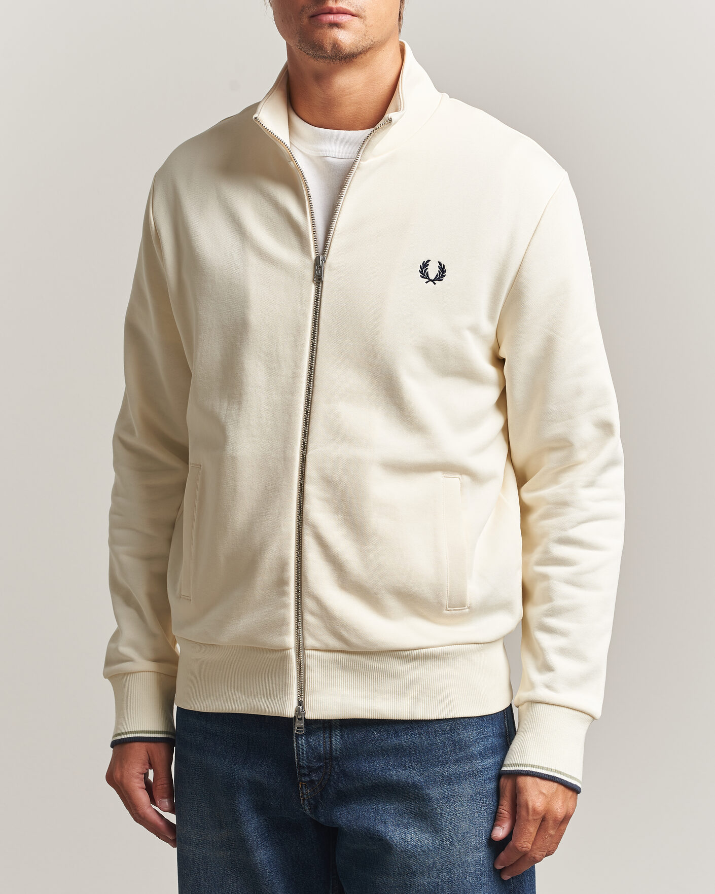 Herren | Pullover | Fred Perry | Full Zip Sweatshirt Ecru