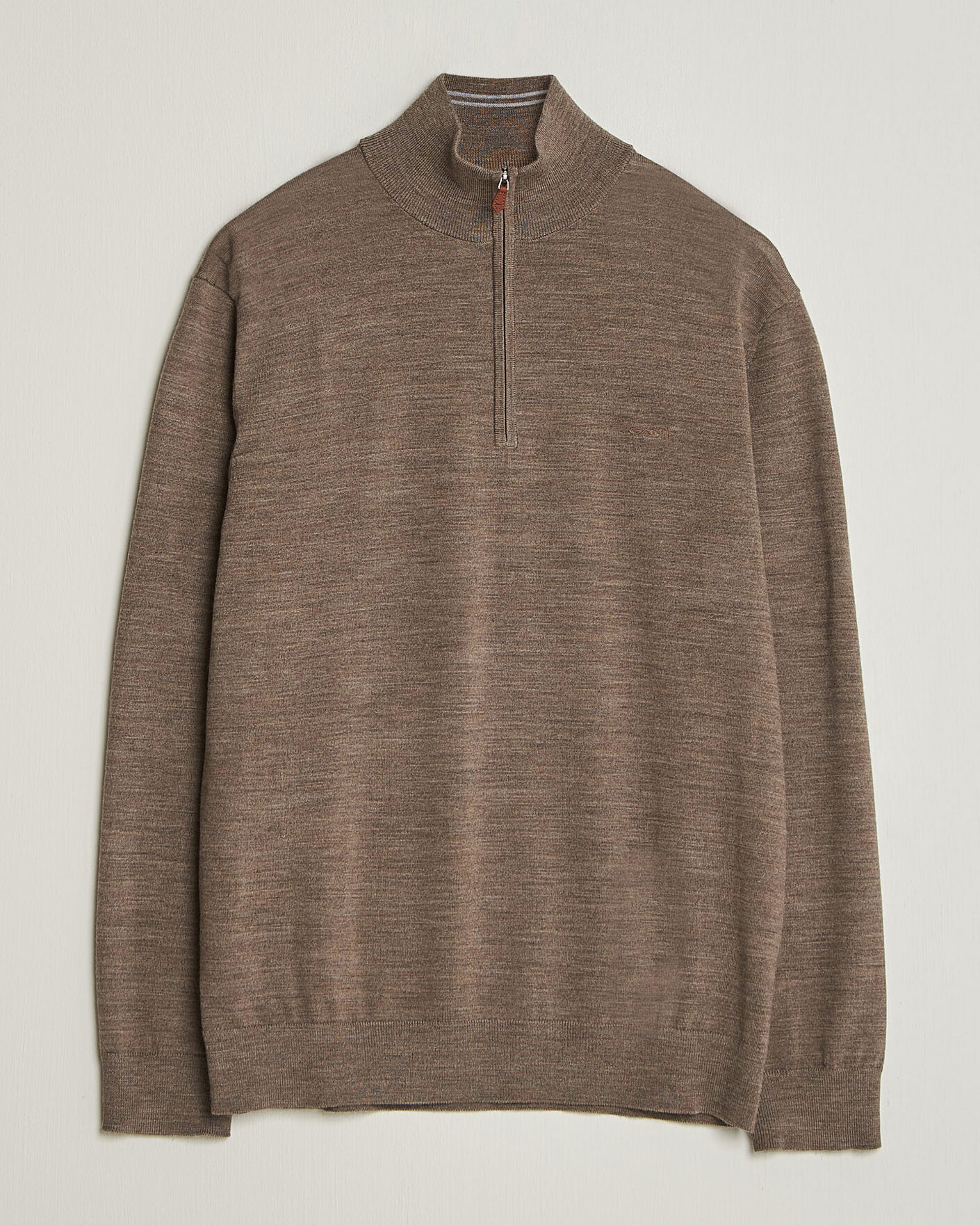Herren | Pullover | Gant | Extrafine Merino Knitted Half Zip Dark Hazelnut Melange