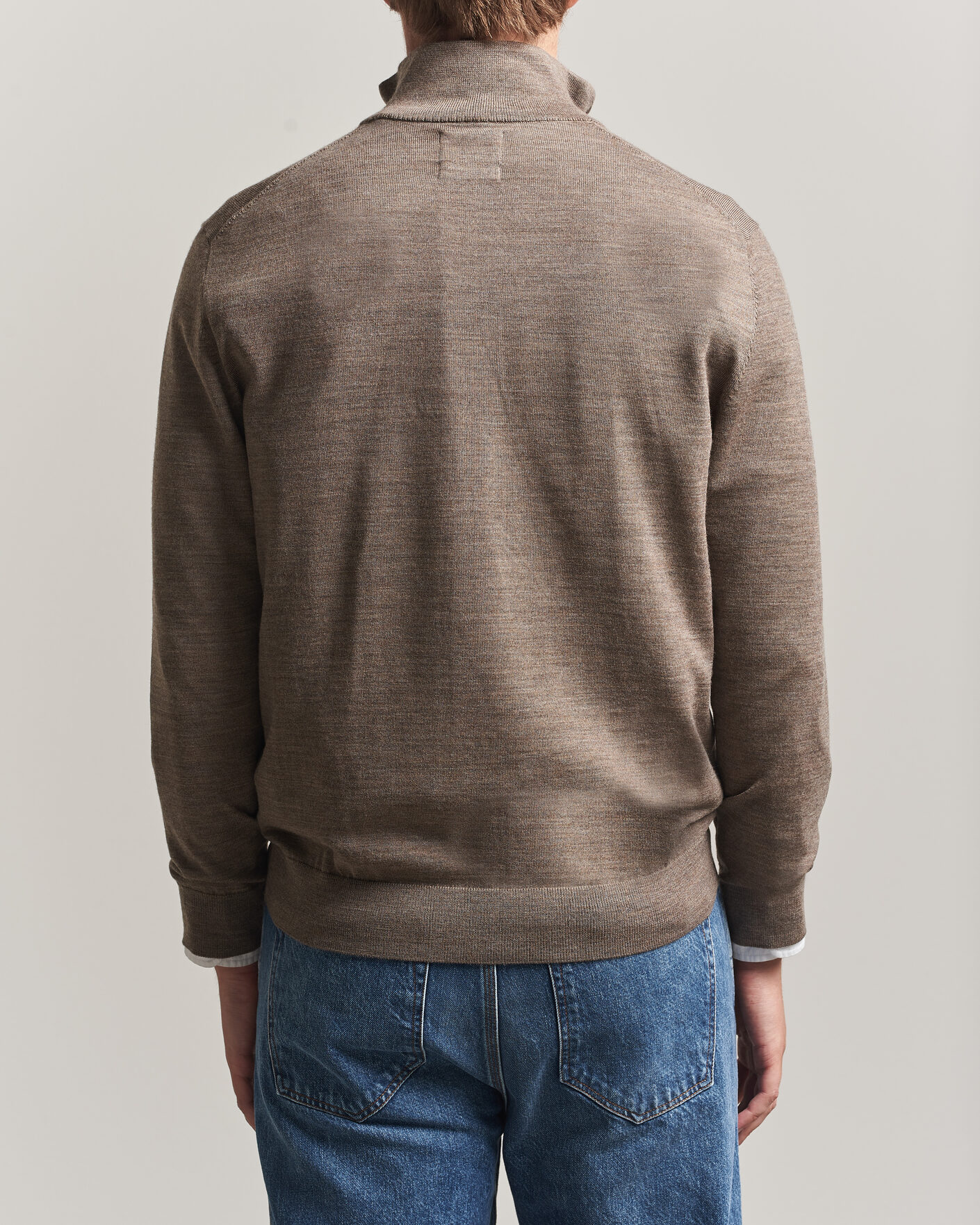 Herren | Pullover | Gant | Extrafine Merino Knitted Half Zip Dark Hazelnut Melange
