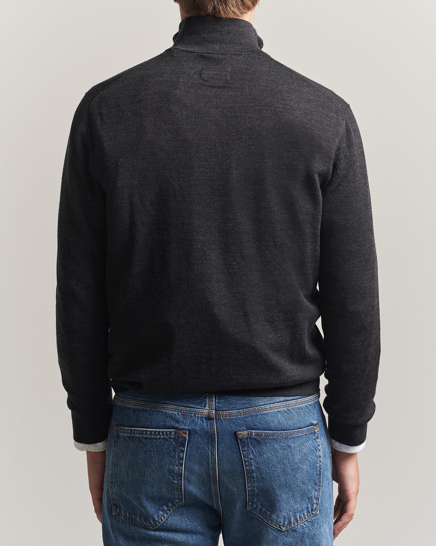 Herren | Pullover | Gant | Extrafine Merino Knitted Half Zip Dark Charcoal Melange