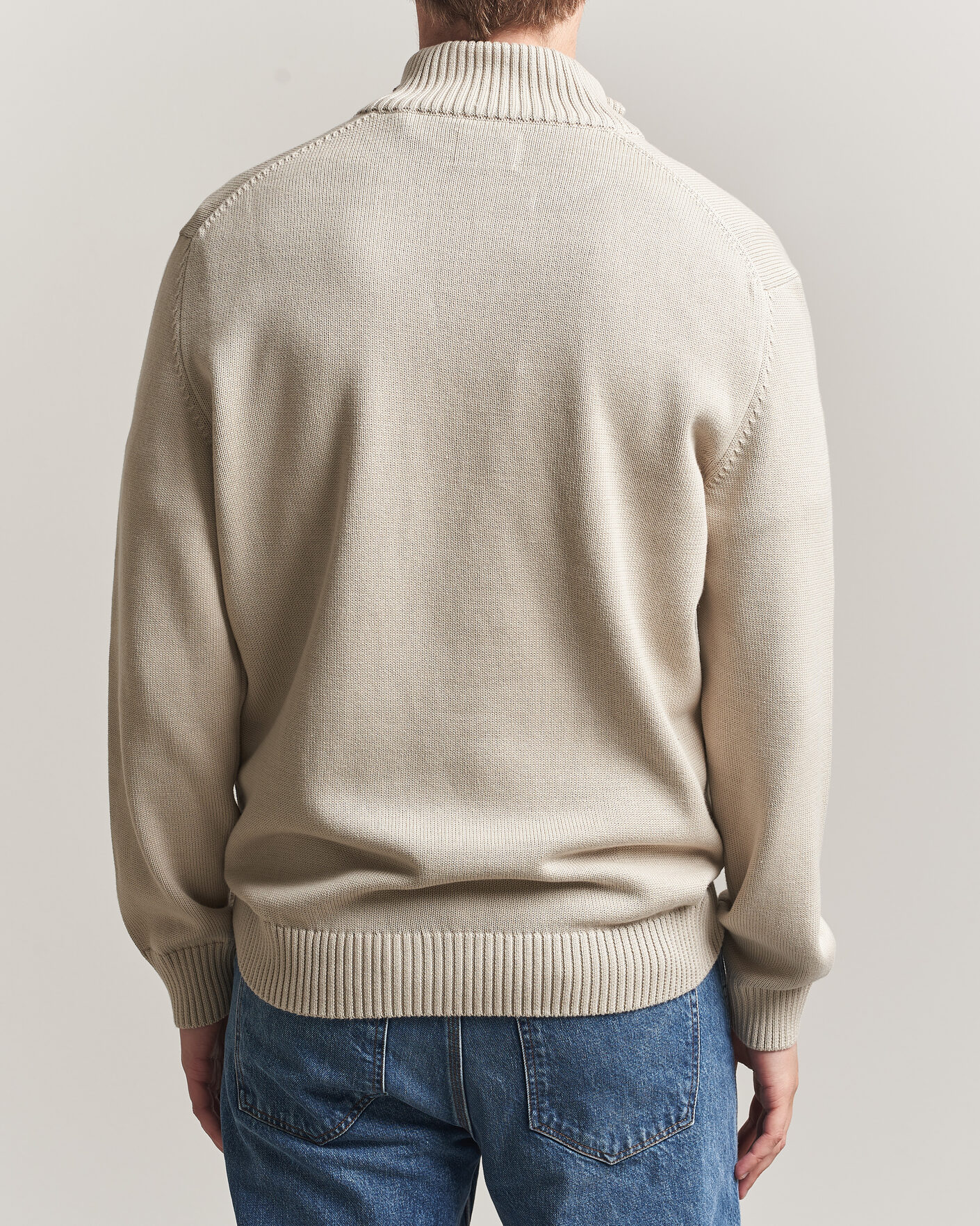 Herren | Pullover | Gant | Casual Cotton Knitted Half Zip Clay Beige
