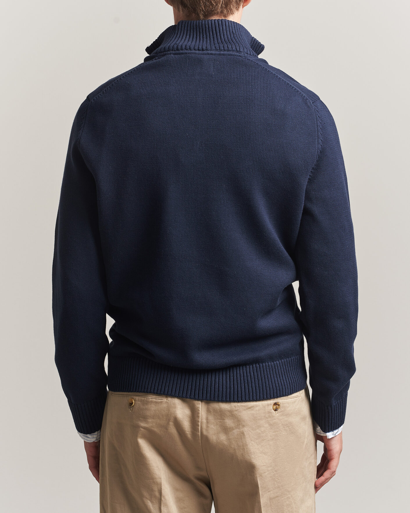 Herren | Pullover | Gant | Casual Cotton Knitted Half Zip Evening Blue