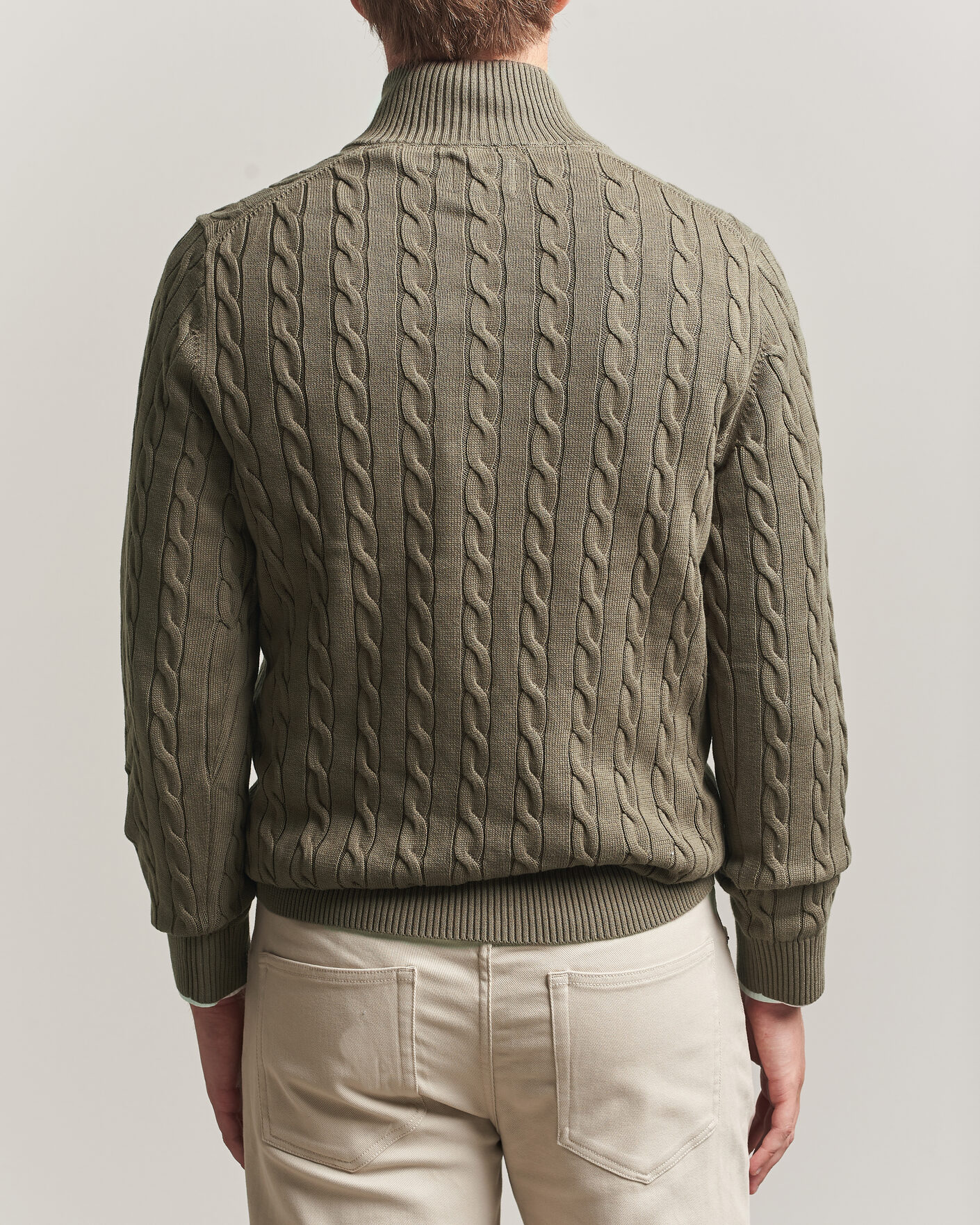 Herren | Pullover | Gant | Cotton Cable Half Zip Faded Taupe