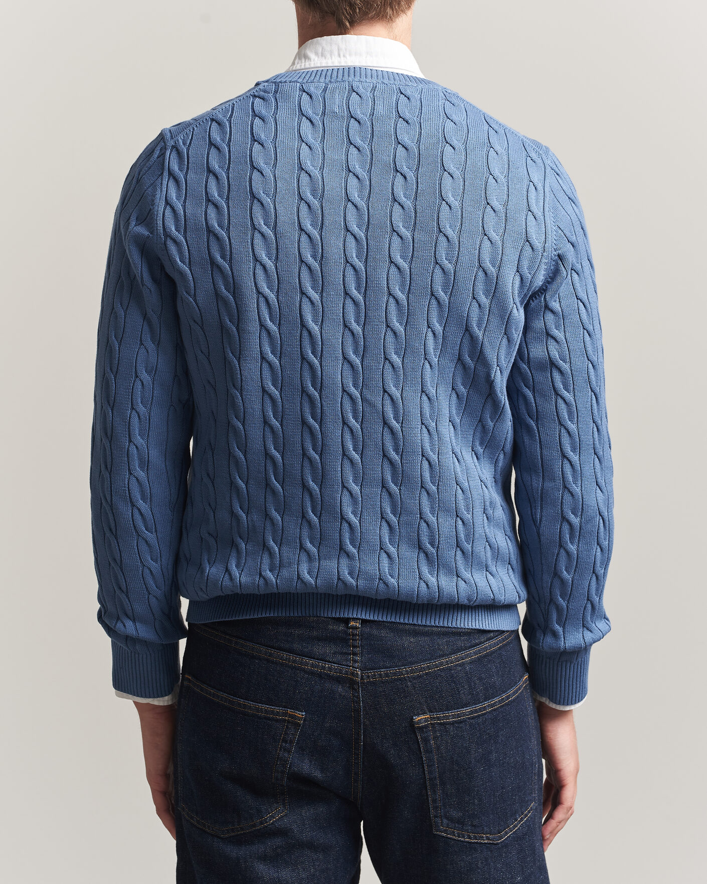 Herren | Pullover | Gant | Cotton Cable Crew Neck Blue Horizon