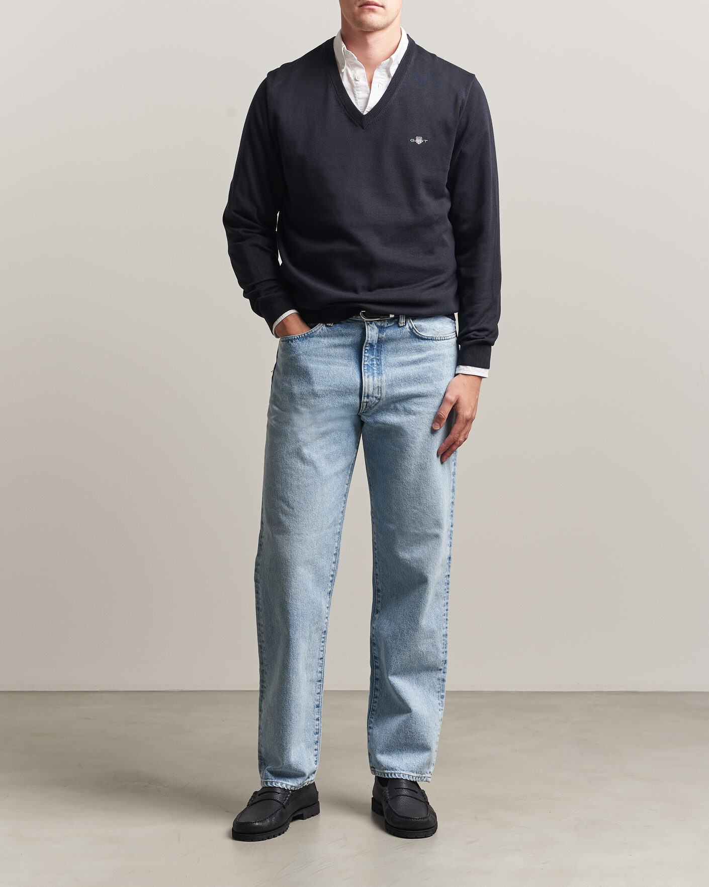 Herren | Pullover | Gant | Classic Cotton V-Neck Black