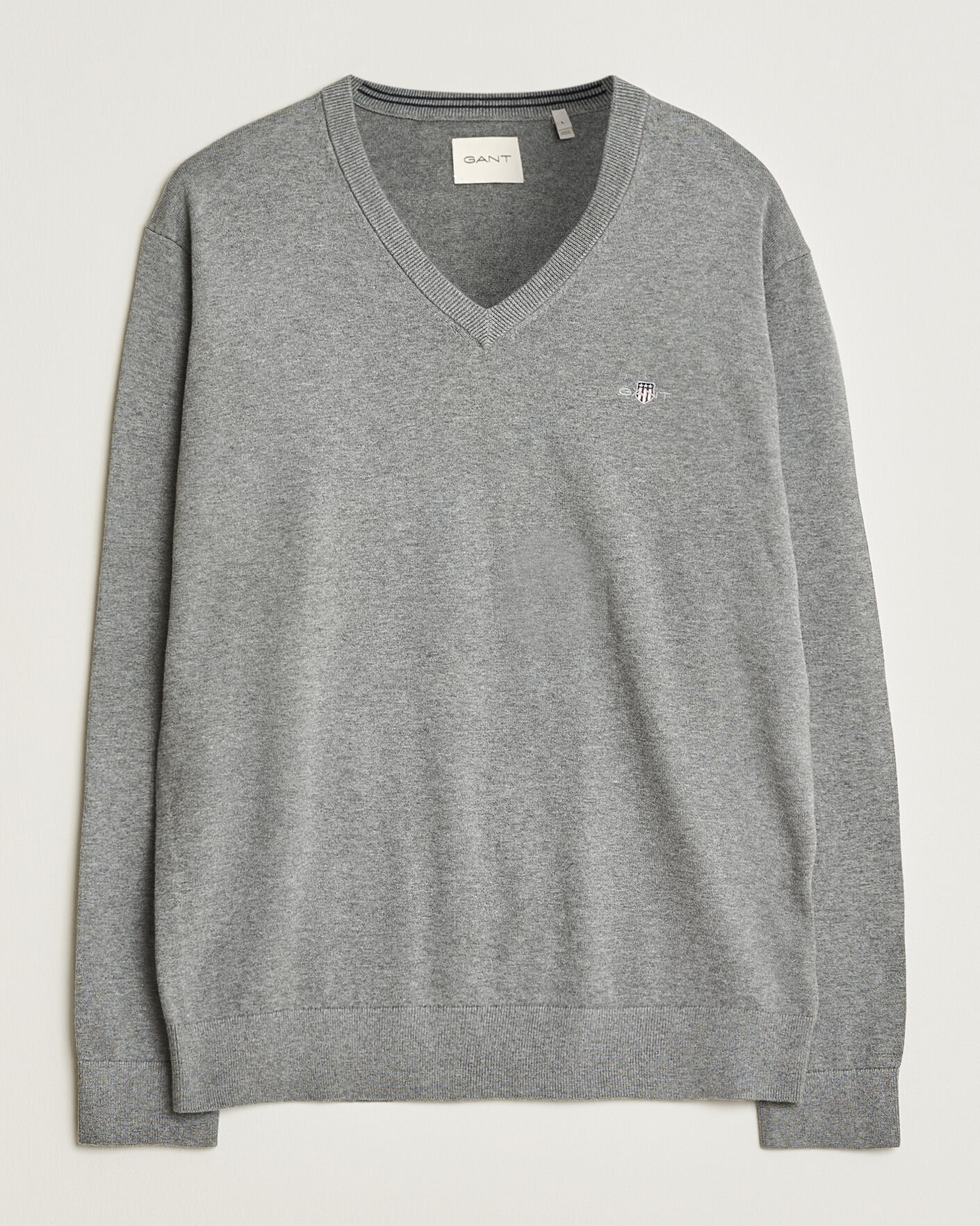 Herren | Pullover | Gant | Classic Cotton V-Neck Dark Grey Melange