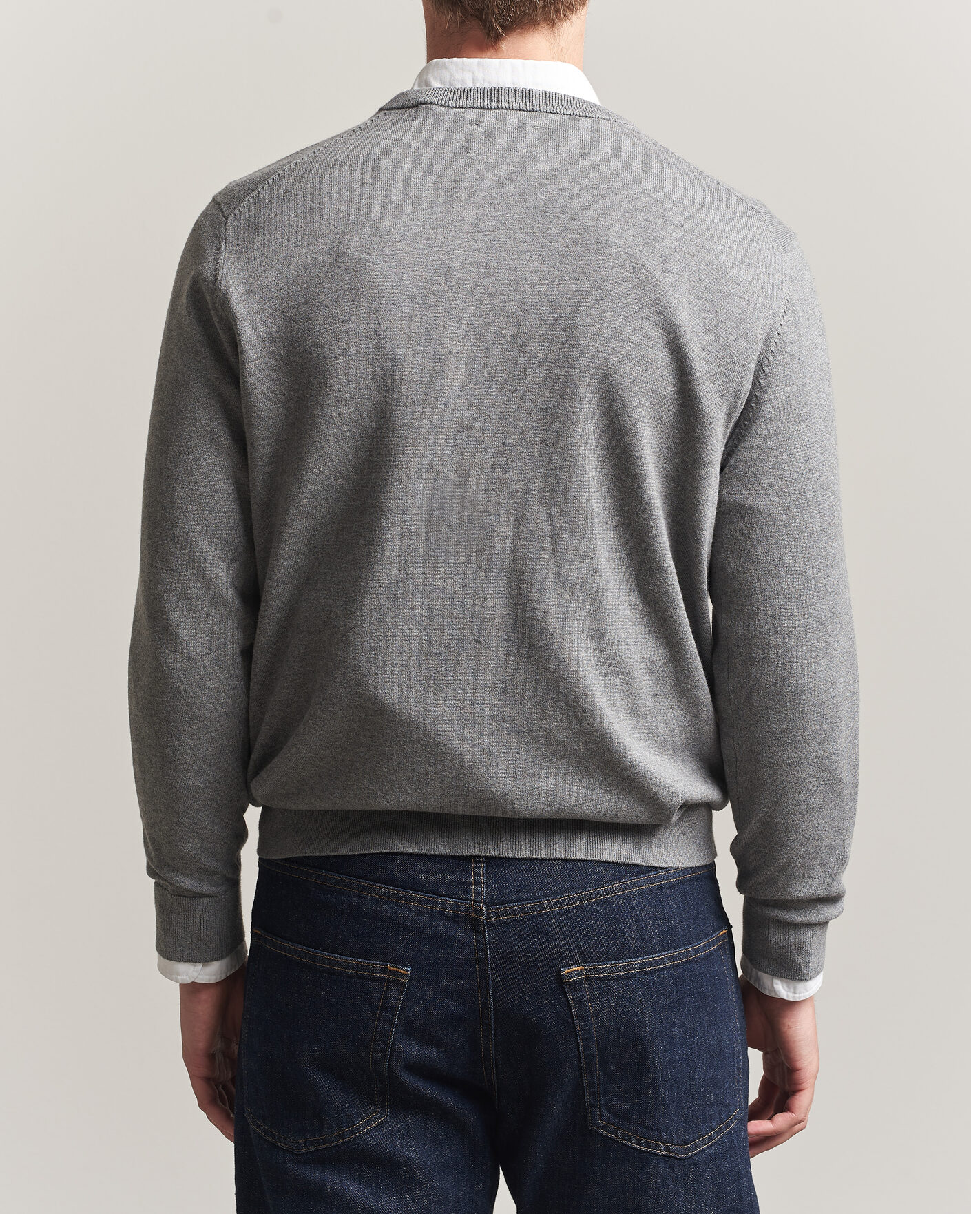 Herren | Pullover | Gant | Classic Cotton V-Neck Dark Grey Melange