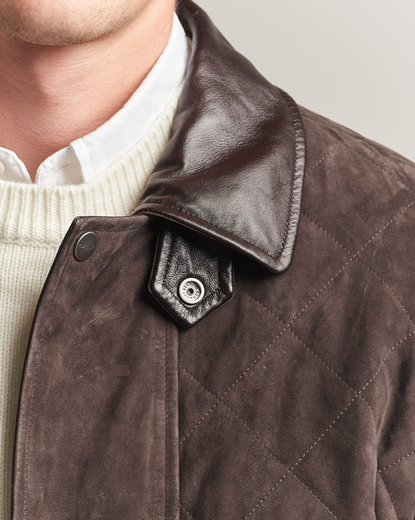 Herren | Jacken | Gant | Quilted Suede Jacket Black Brown