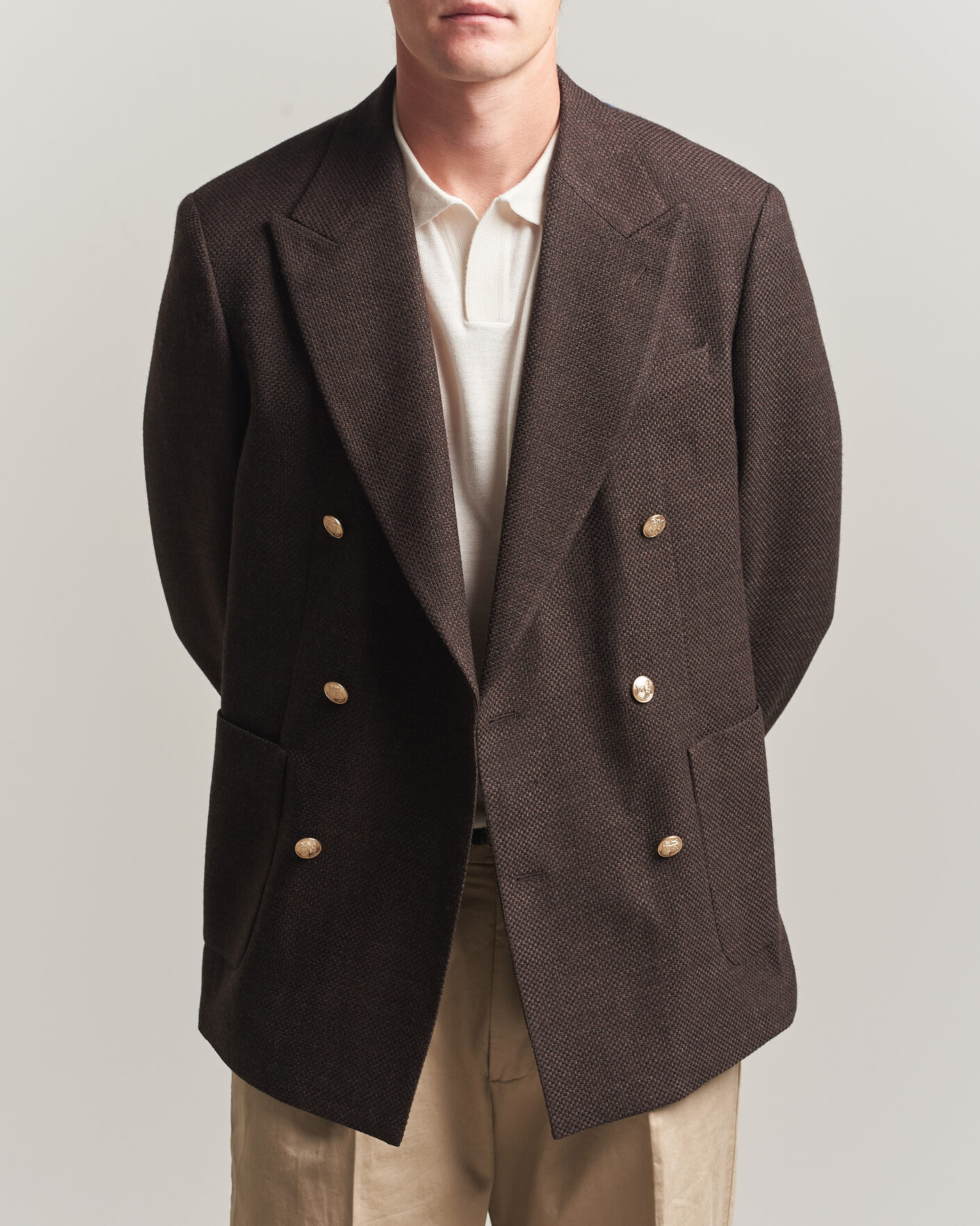 Herren | Sakkos | Gant | Wool Textured Double Breasted Blazer Black Brown