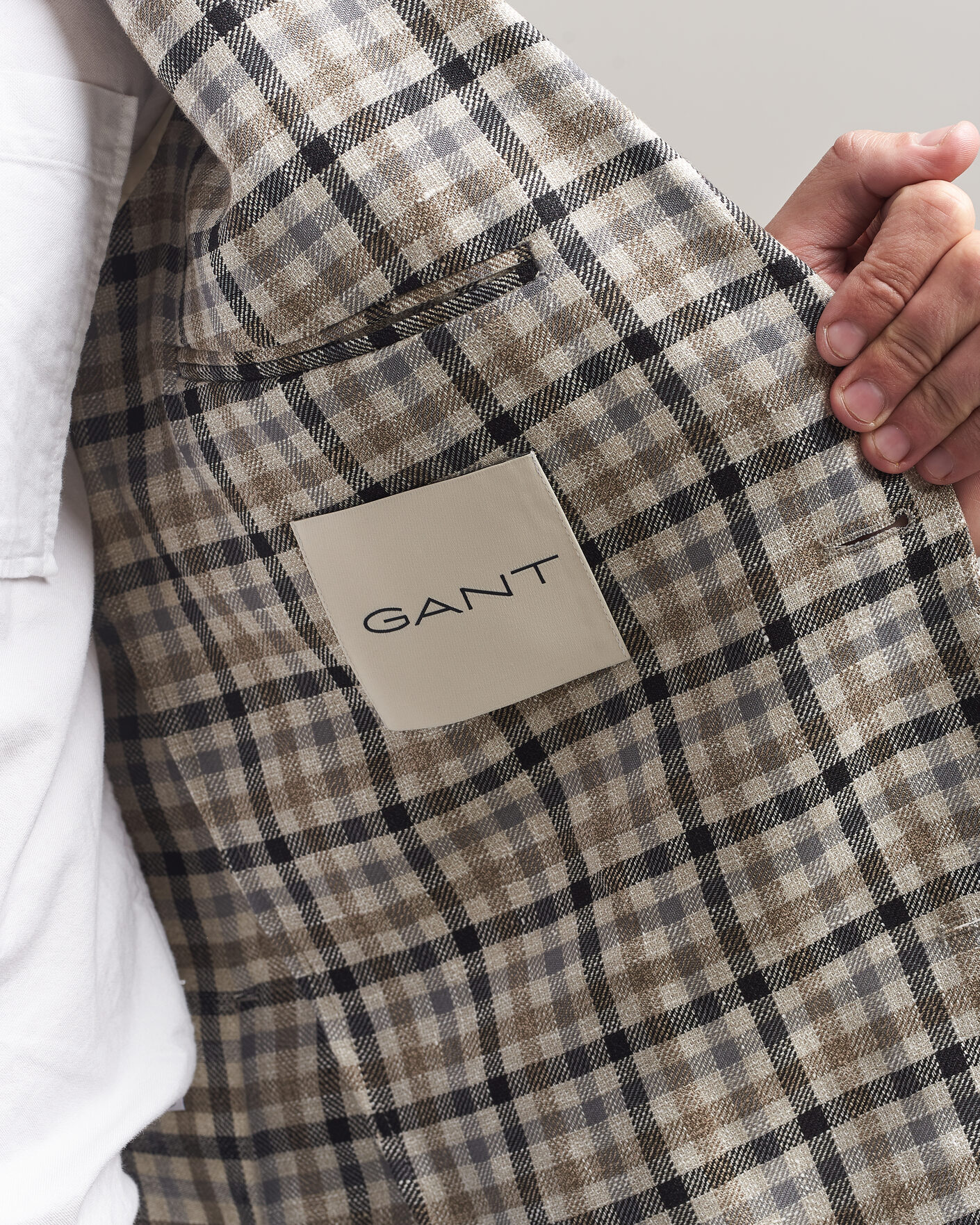 Herren | Sakkos | Gant | Wool/Linen Checked Blazer Cream