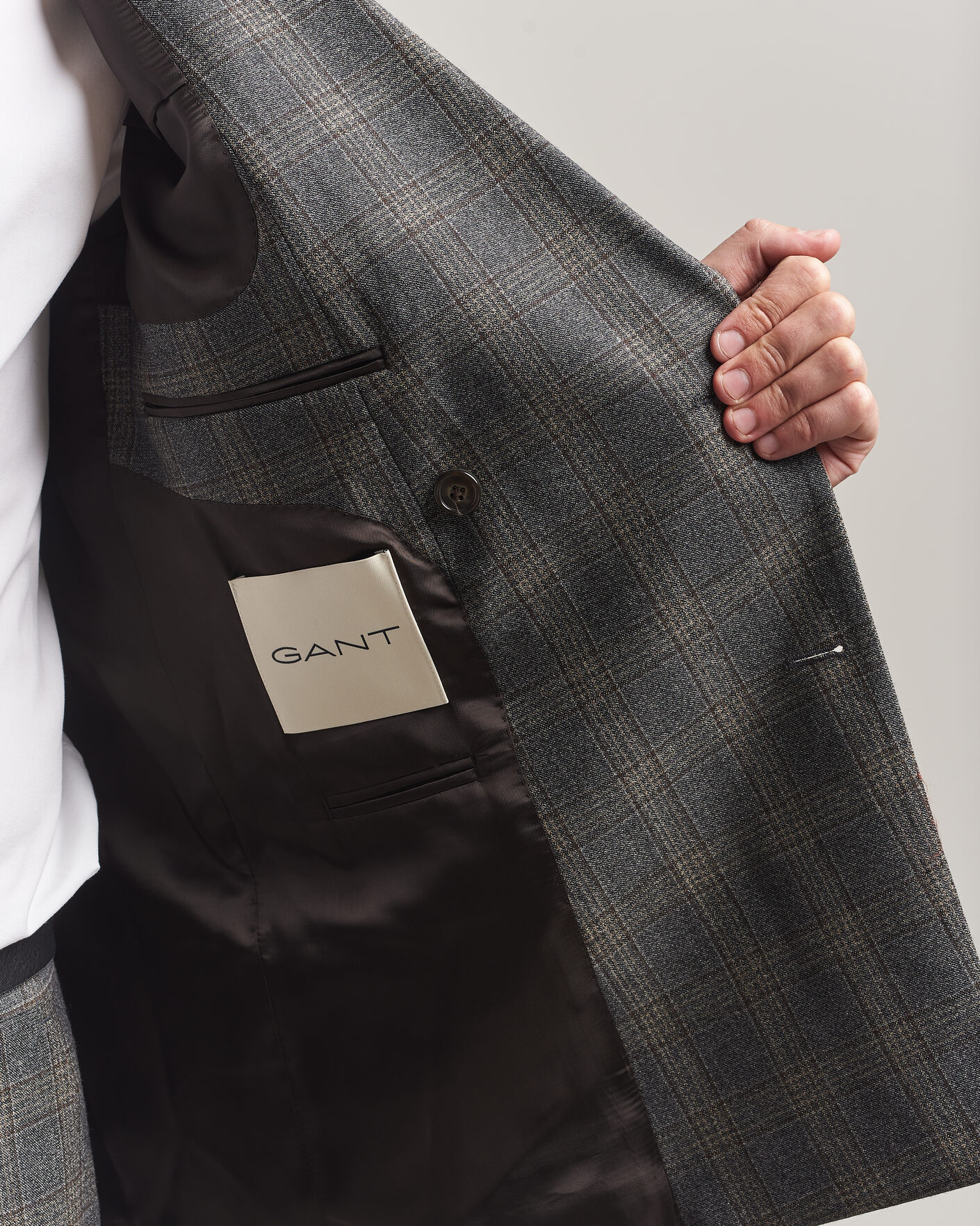 Herren | Sakkos | Gant | Wool Glencheck Double Breasted Blazer Ceramic Grey