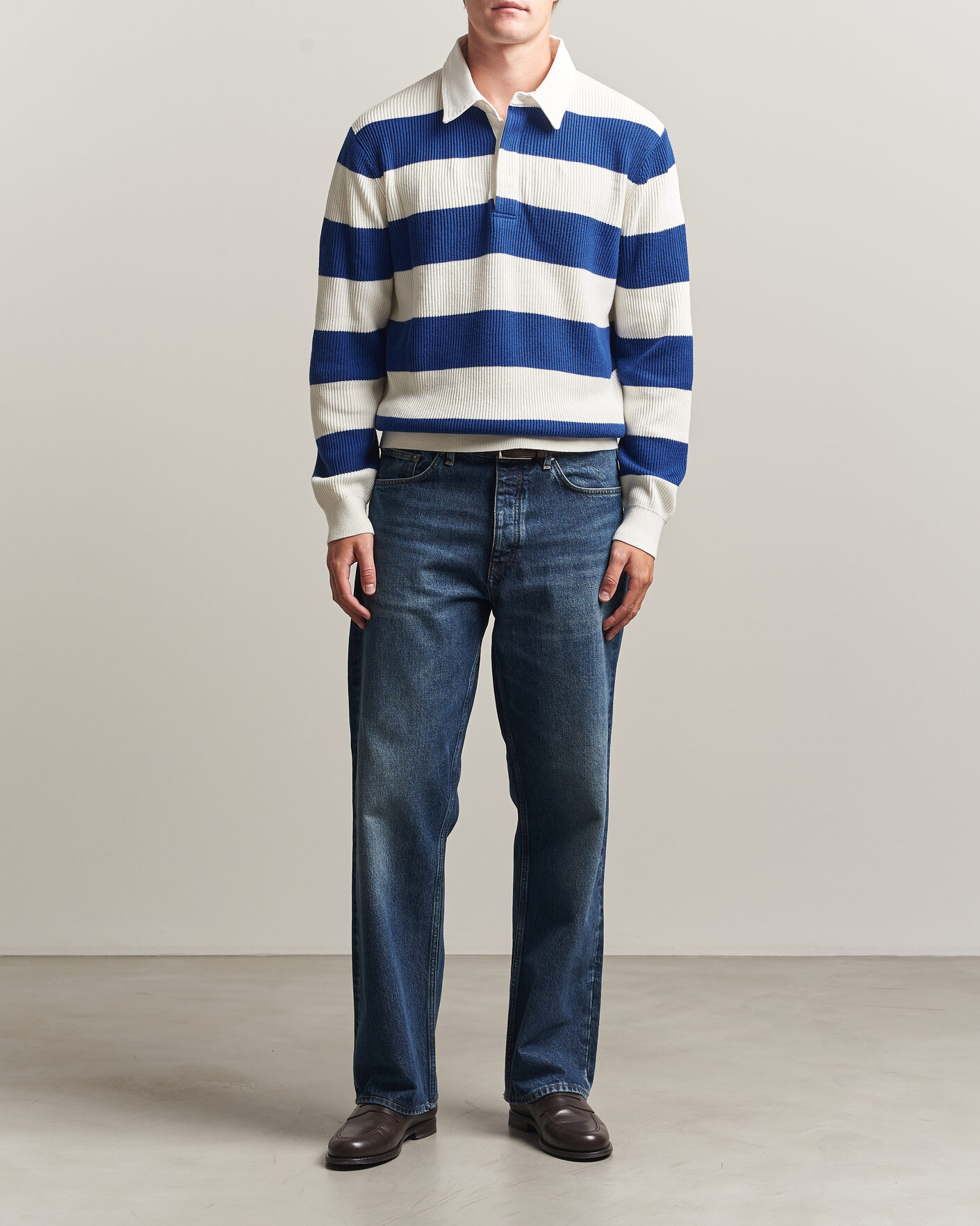 Herren | Pullover | Gant | Cotton/Merino Knitted Striped Rugger Cream