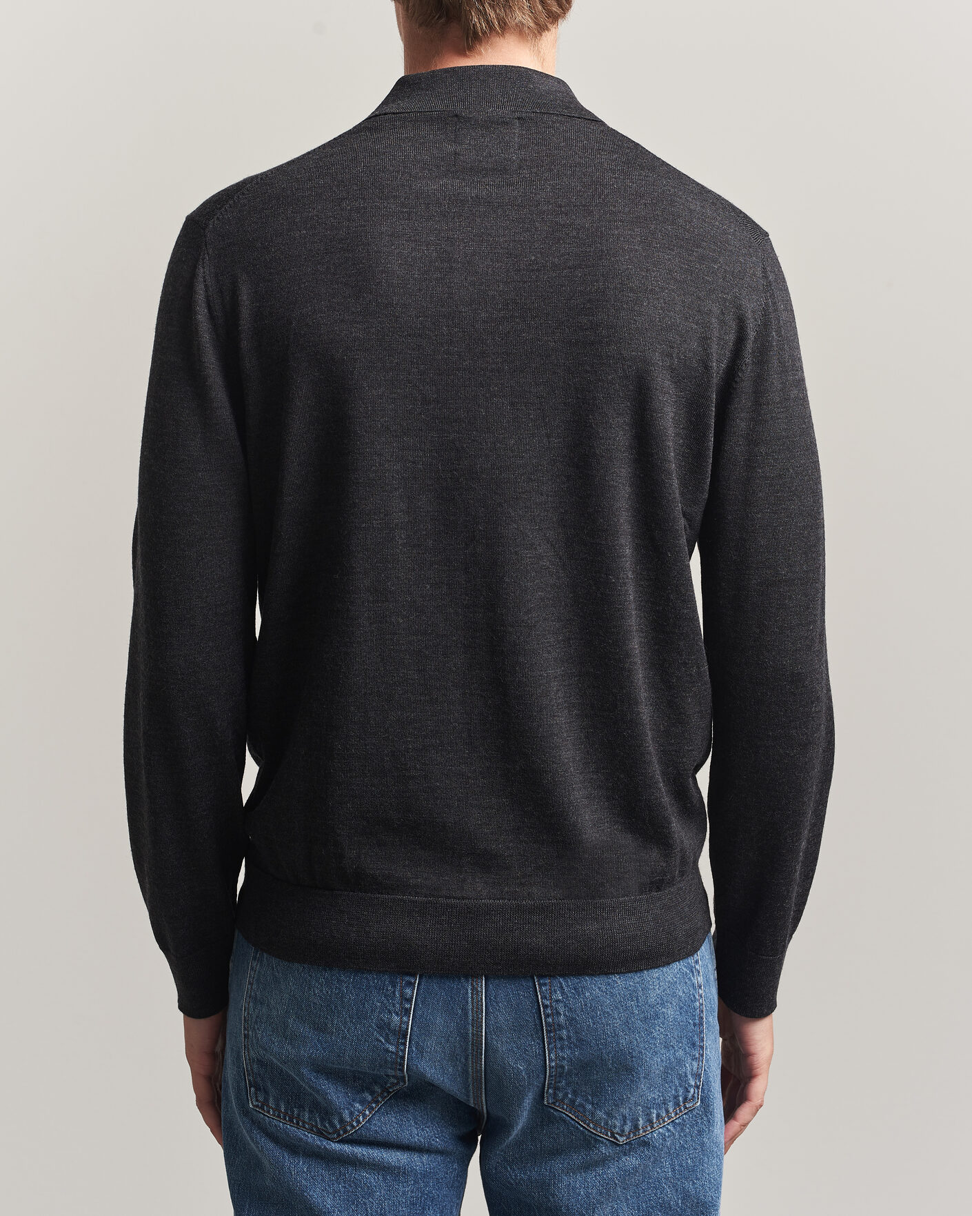 Herren | Pullover | Gant | Extrafine Merino Knitted Polo Dark Charcoal Melange