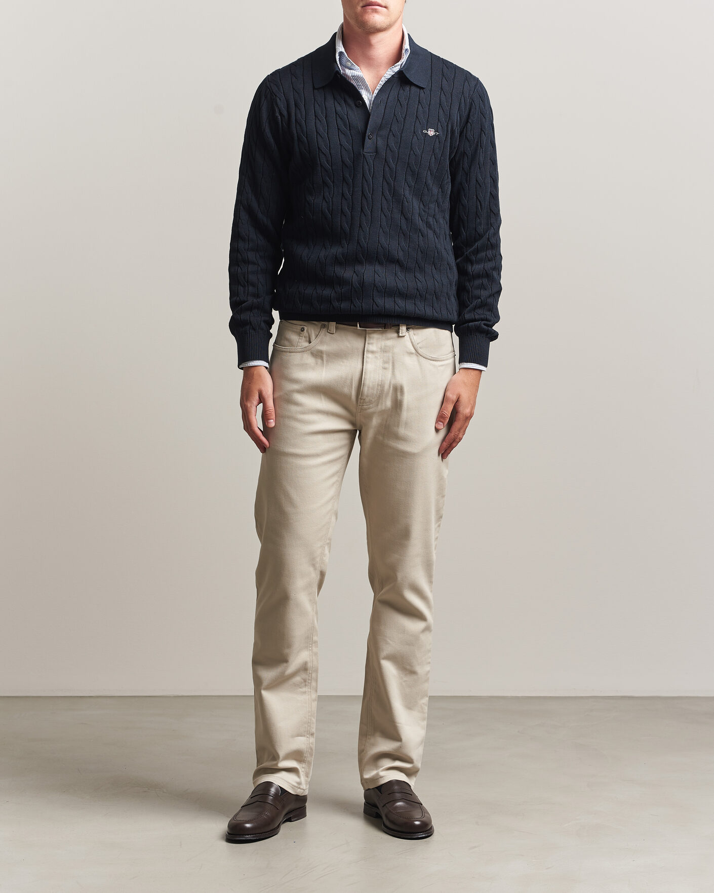 Herren |  | Gant | Cotton Cable Polo Evening Blue
