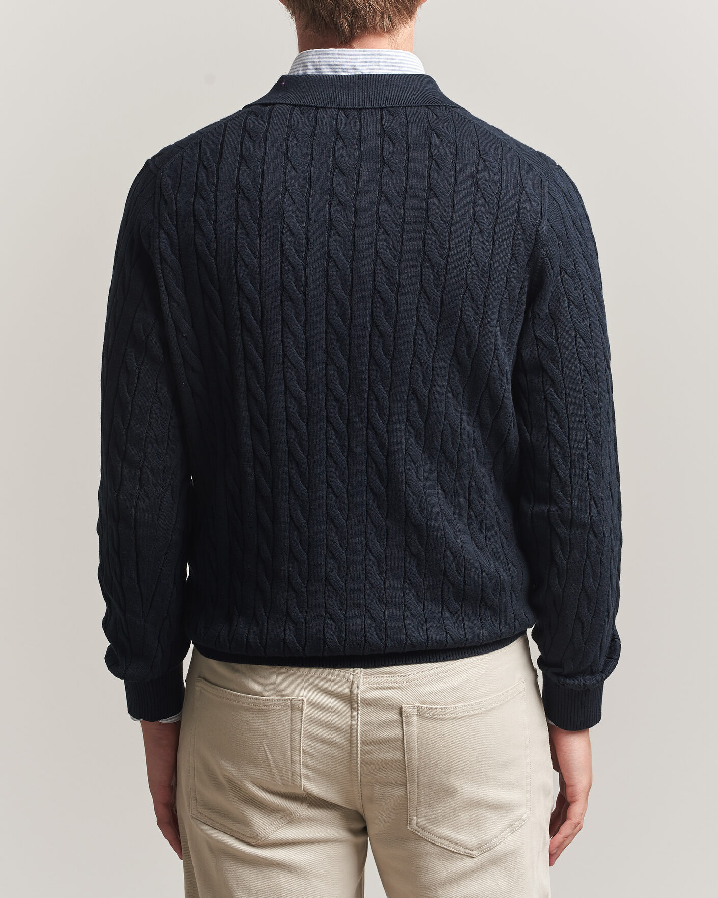 Herren | Pullover | Gant | Cotton Cable Polo Evening Blue