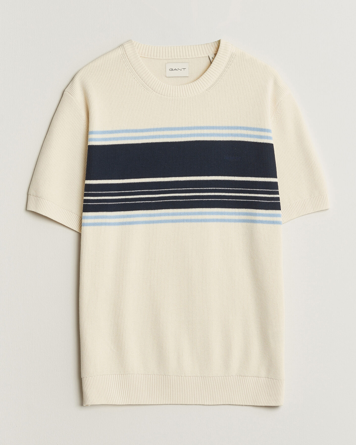Herren | T-Shirts | Gant | Knitted Striped T-shirt Cream