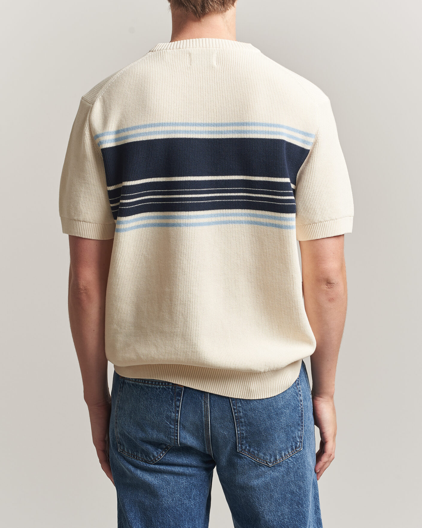 Herren | T-Shirts | Gant | Knitted Striped T-shirt Cream