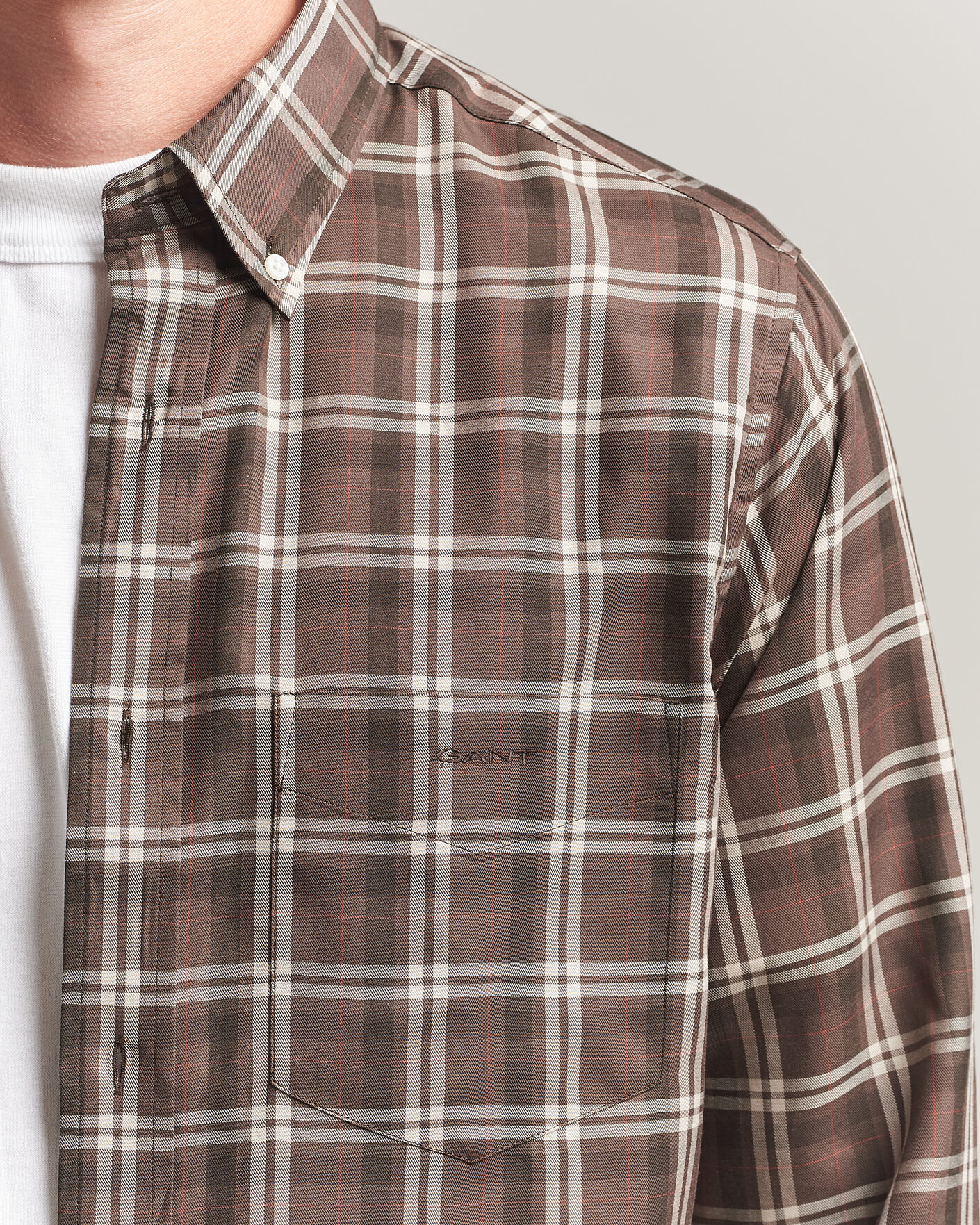 Herren | Hemden | Gant | Regular Fit Twill Checked Shirt Faded Taupe