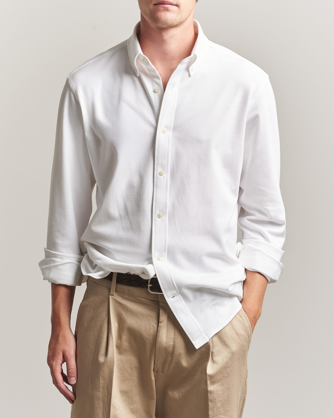 Herren | Hemden | Gant | Regular Fit Jersey Pique Shirt White