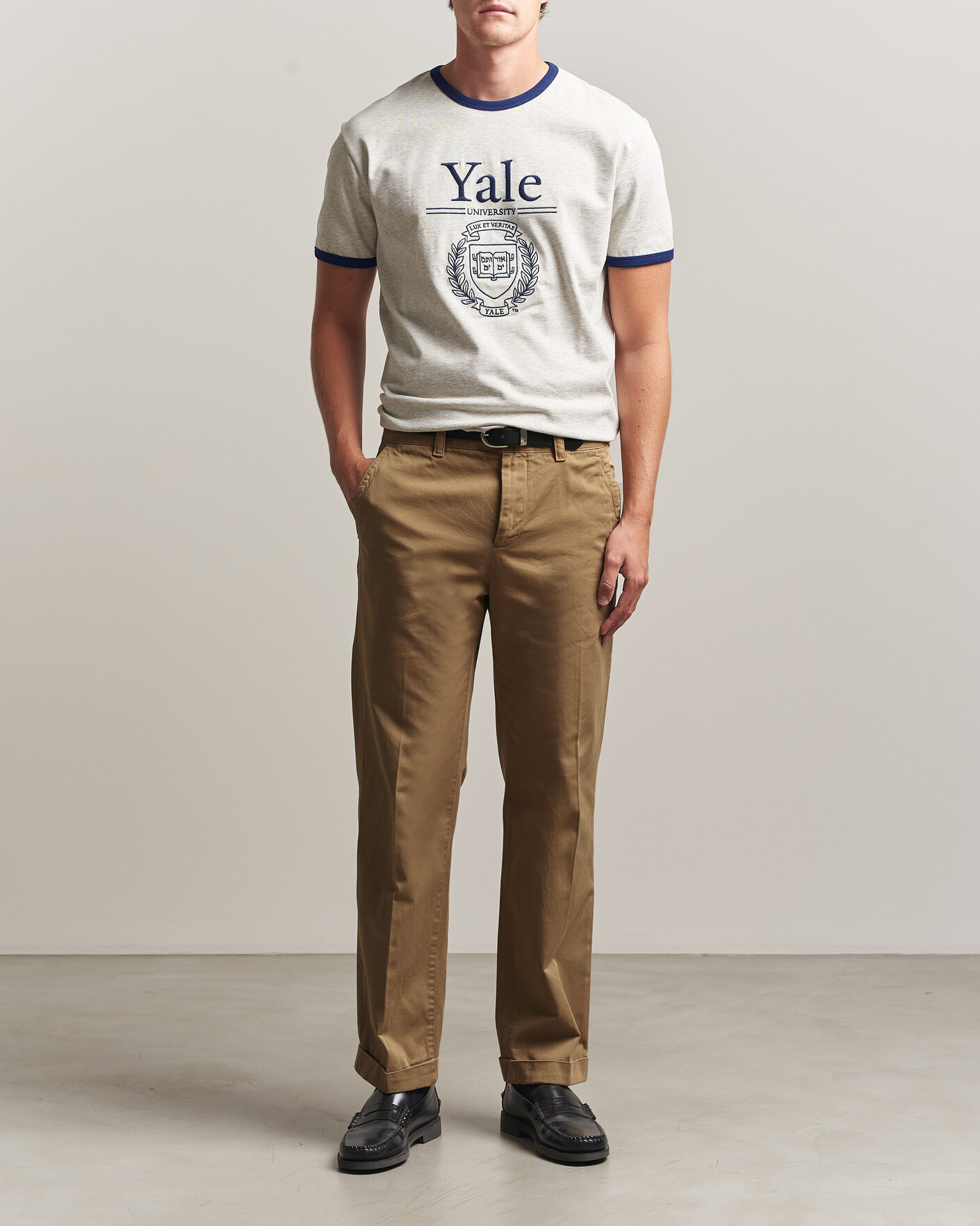 Herren | T-Shirts | Gant | YALE Crew Neck T-Shirt Grey Melange