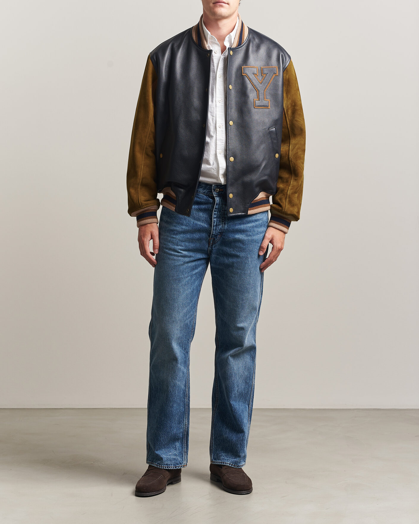 Herren | Jacken | Gant | YALE Suede/Leather Varsity Jacket Navy