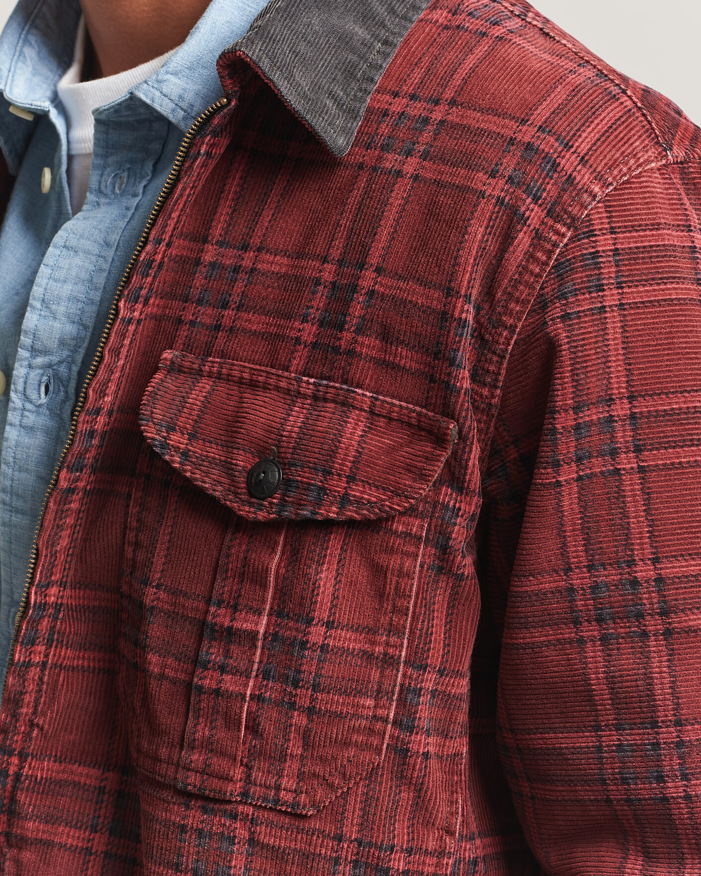 Herren | Jacken | RRL | Corduroy Zip Shirt Jacket Red/Black