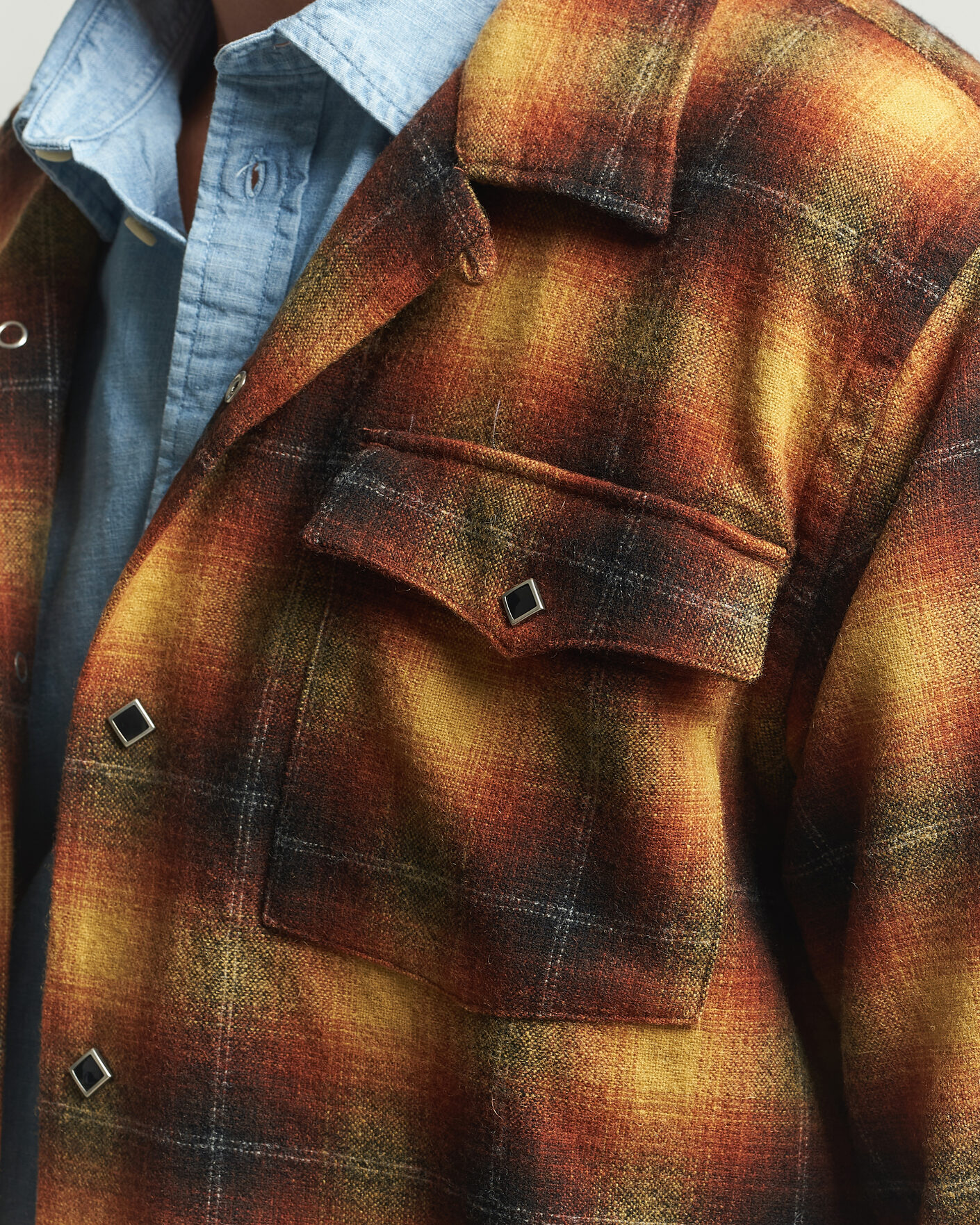 Herren | Hemden | RRL | Jesse Plaid Camp Shirt Orange/Yellow