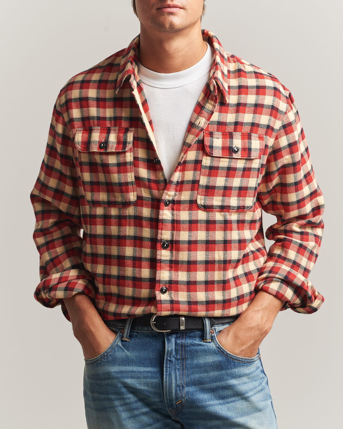 Herren | Hemden | RRL | Plaid Flannel Shirt Red/Cream